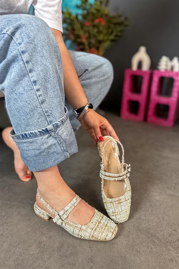 Paxon Gold Tuvit Çift Toka Detaylı Kadın Babet