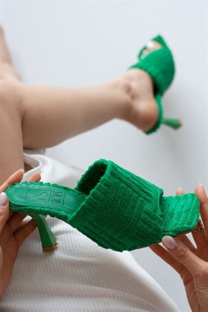 Poltava Yeşil Kadın Topuklu Terlik