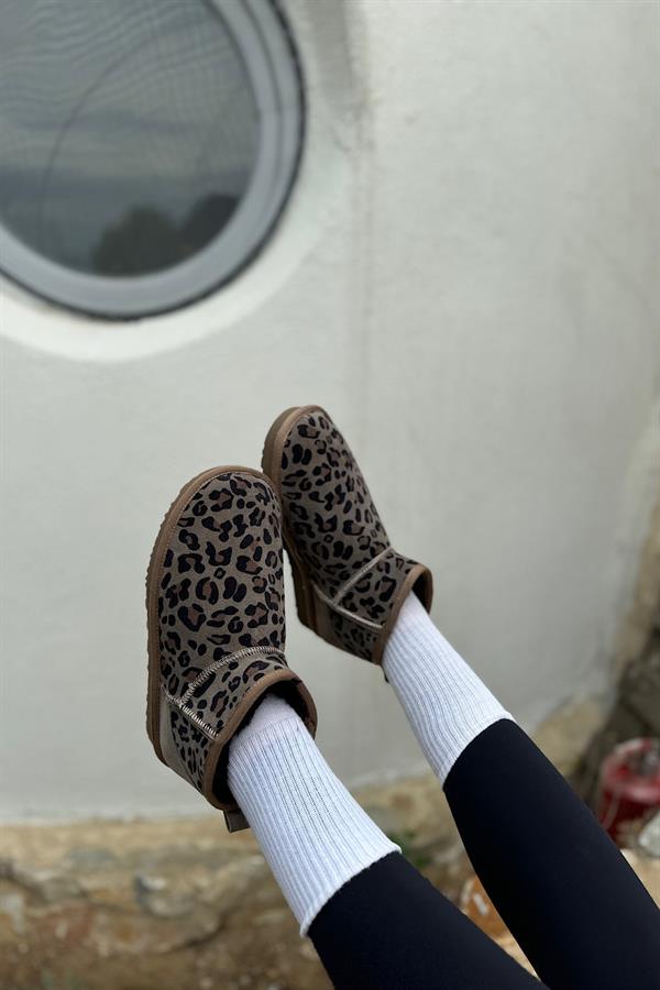 Prag Gri Hakiki Deri Kürklü Kadın Bot