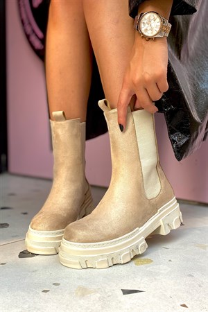 Romalda Nude Süet Lastikli Kadın Bot