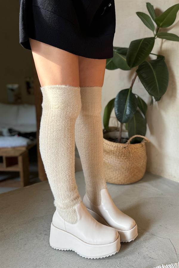 Rubi Bej Triko Kadın Çizme