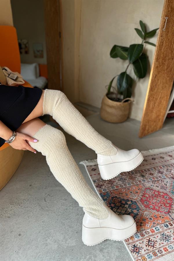 Rubi Bej Triko Kadın Çizme