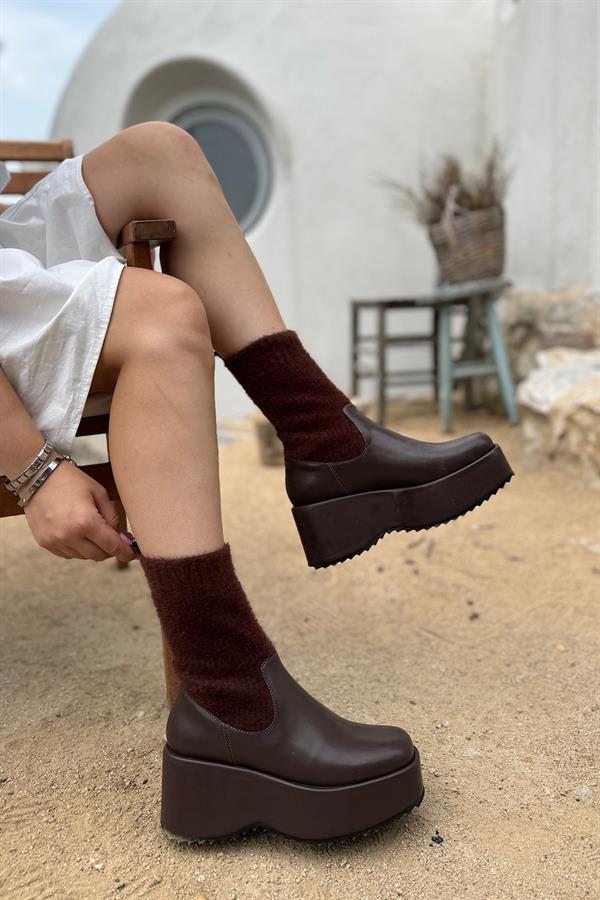 Tegan Acı Kahve Triko Kadın Bot