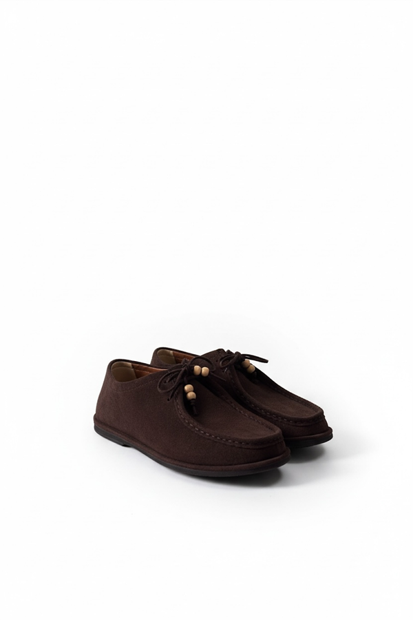 Thalas Acı Kahve Süet Bağcık Detaylı Kadın Babet