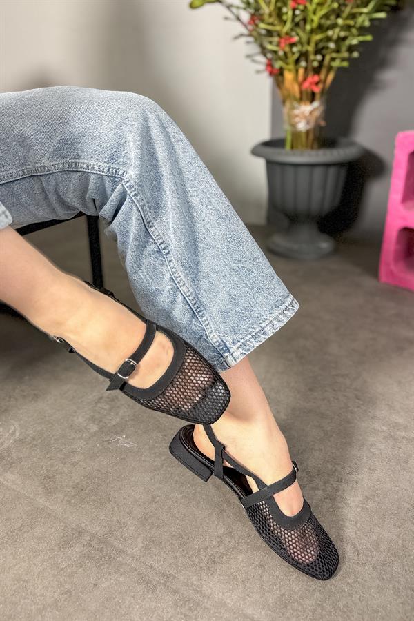 Twet Siyah File Detaylı Kadın Babet