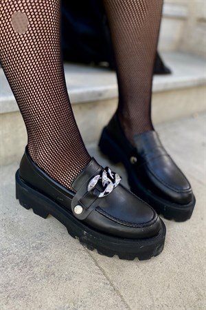 Verona Siyah Çıtçıtlı Kadın Loafer Ayakkabı