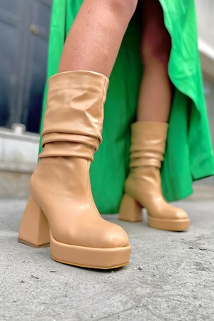 Wever Nude Büzmeli Platform Kadın Topuklu Bot