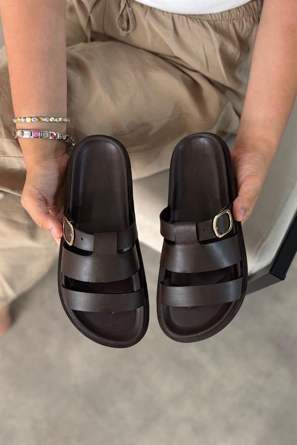 Zena Acı Kahve Kafes Detaylı Kadın Sandalet