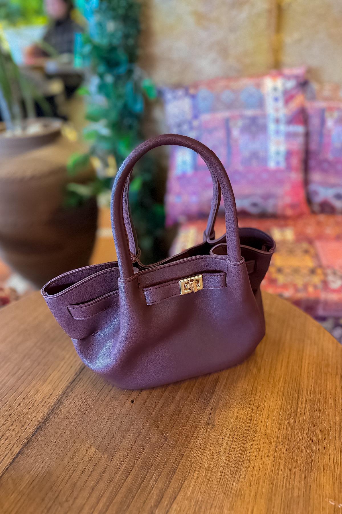 Dare Bordo Mat Oval Gold Toka Detaylı Mini Kadın Çanta