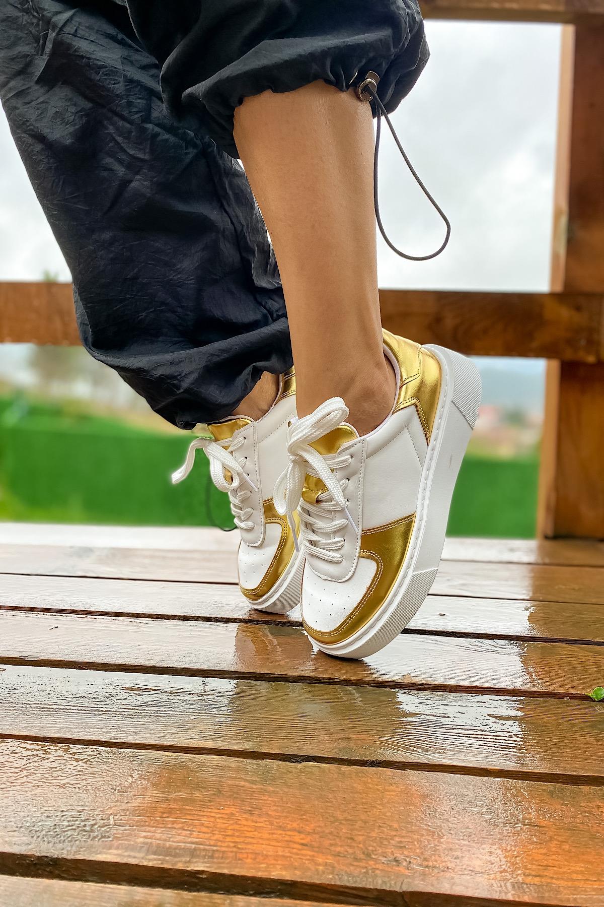 Enjo Gold Sneakers Kadın Ayakkabı
