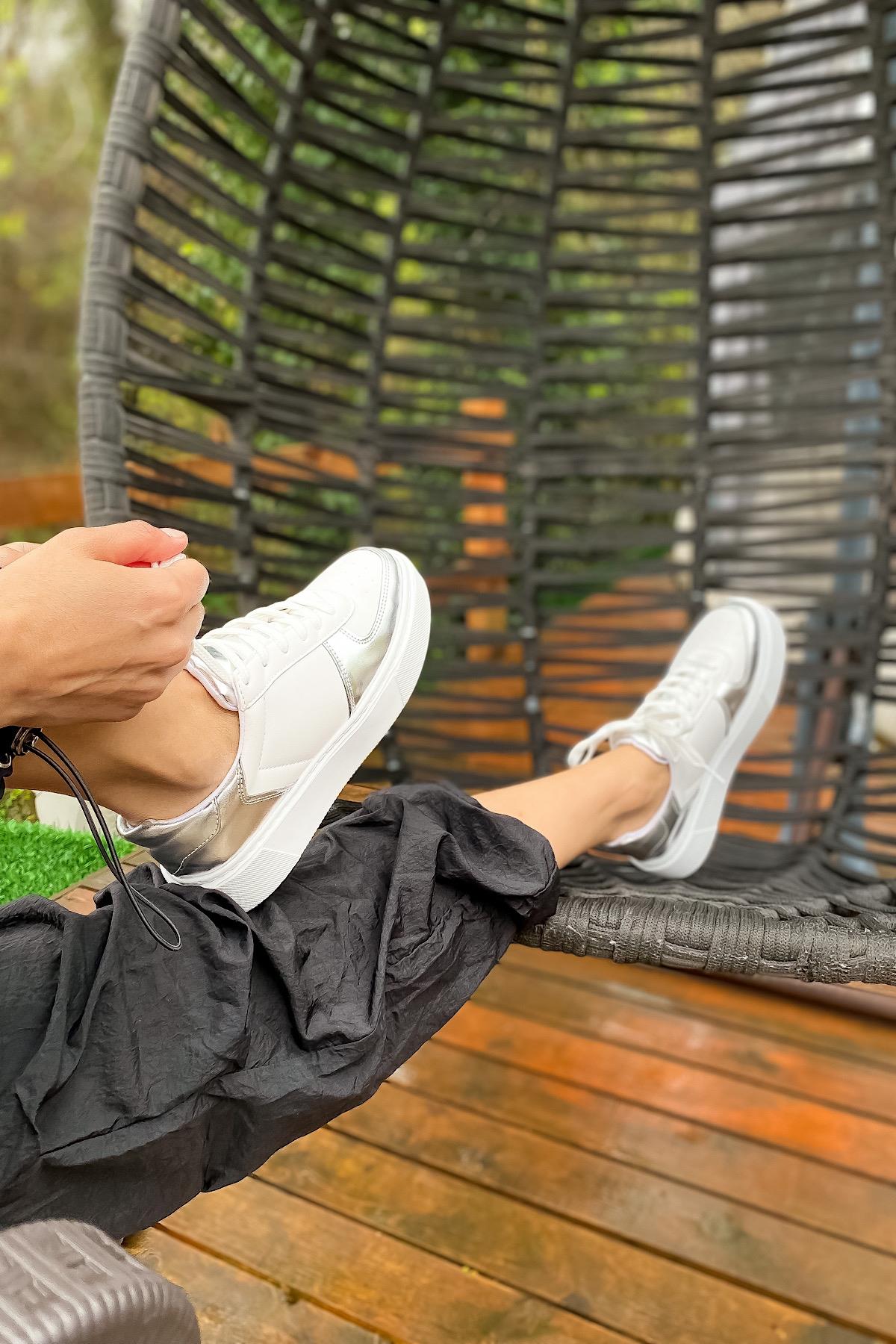 Enjo Gümüş Sneakers Kadın Ayakkabı