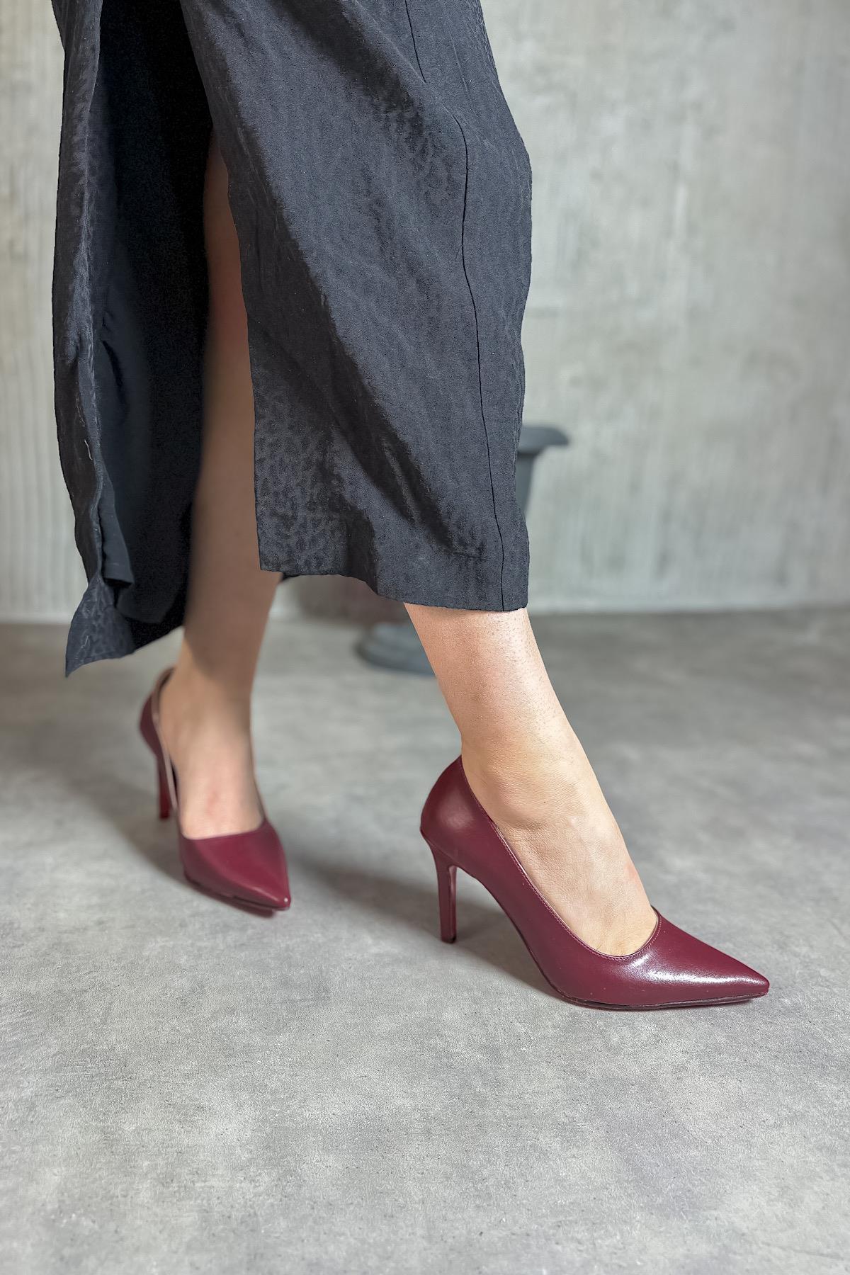 Lera Bordo Stiletto Kadın Topuklu Ayakkabı