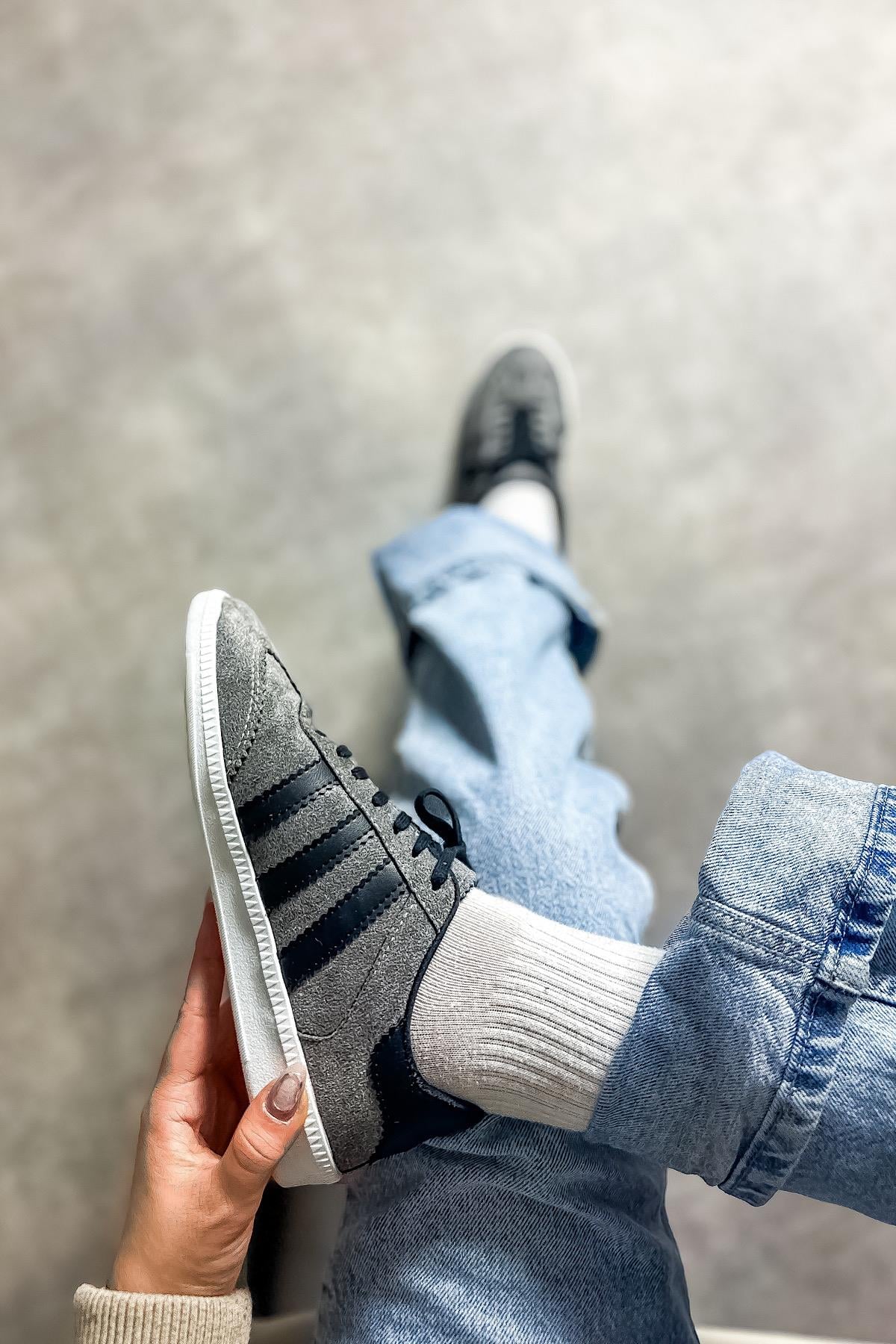 Snar Füme Üç Çizgili Süet Kadın Sneakers