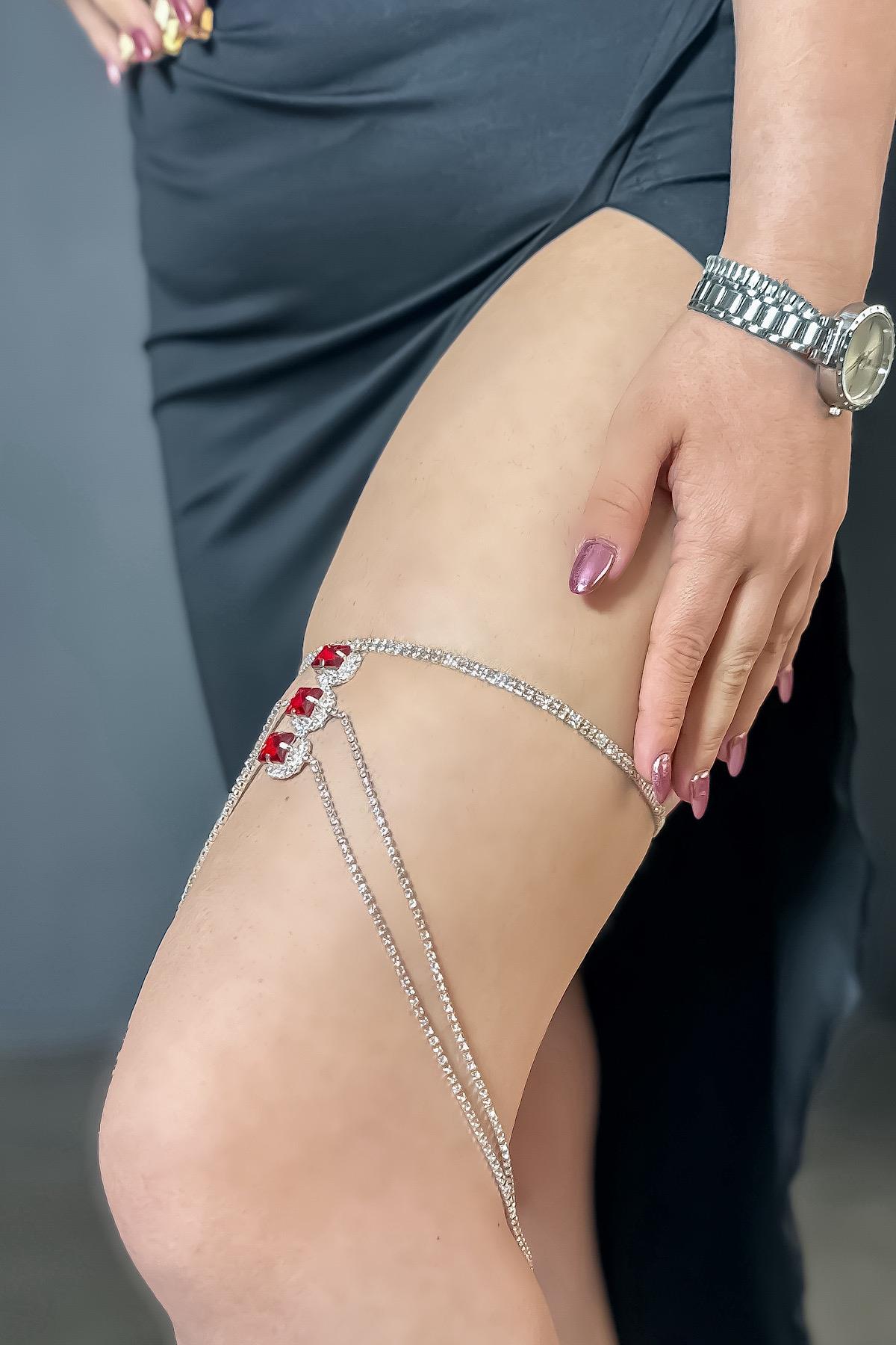 Üç Taş Aksesuarlı Bacak Zinciri