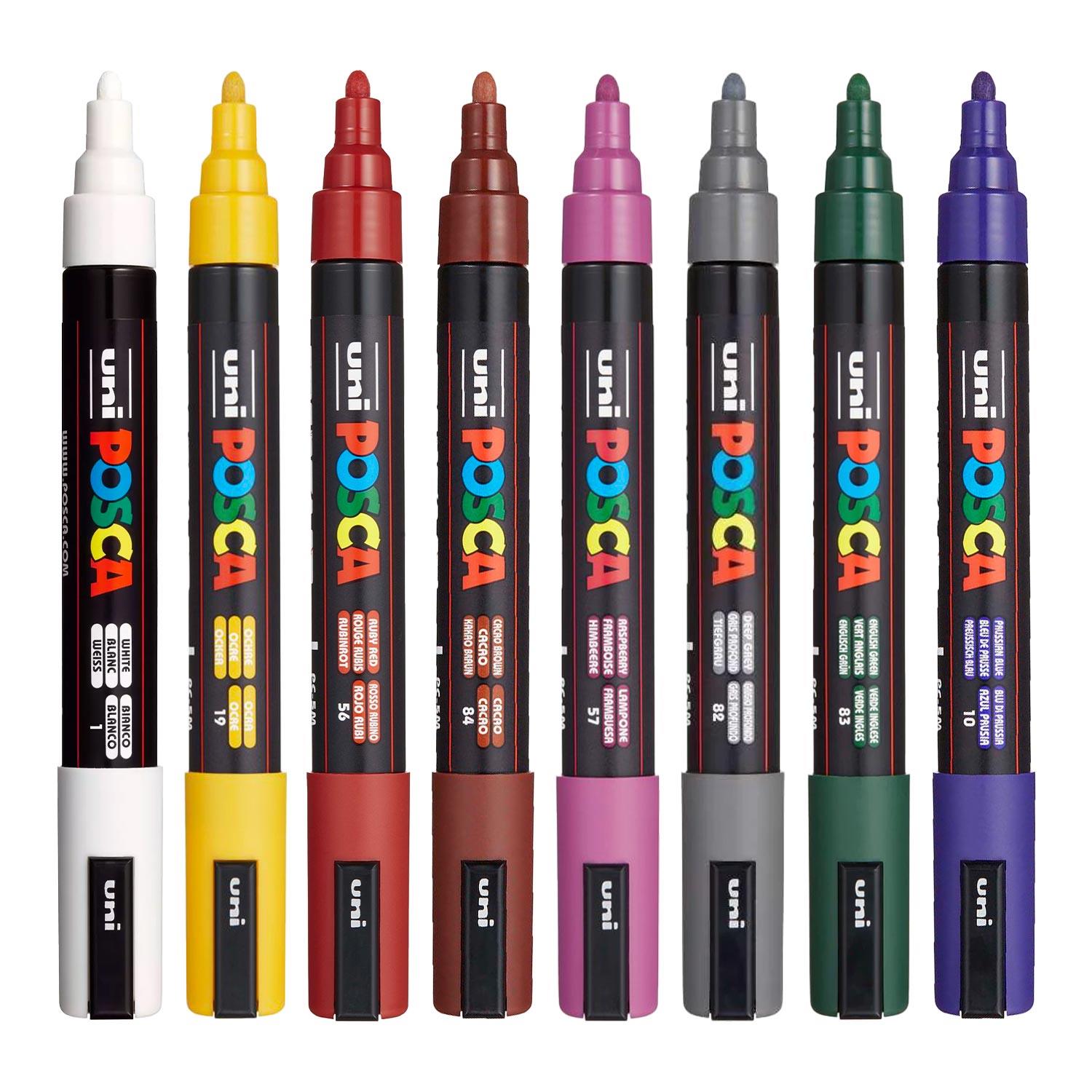 Uni Posca Marker Pen 5M Set Of 8 Dark Colors