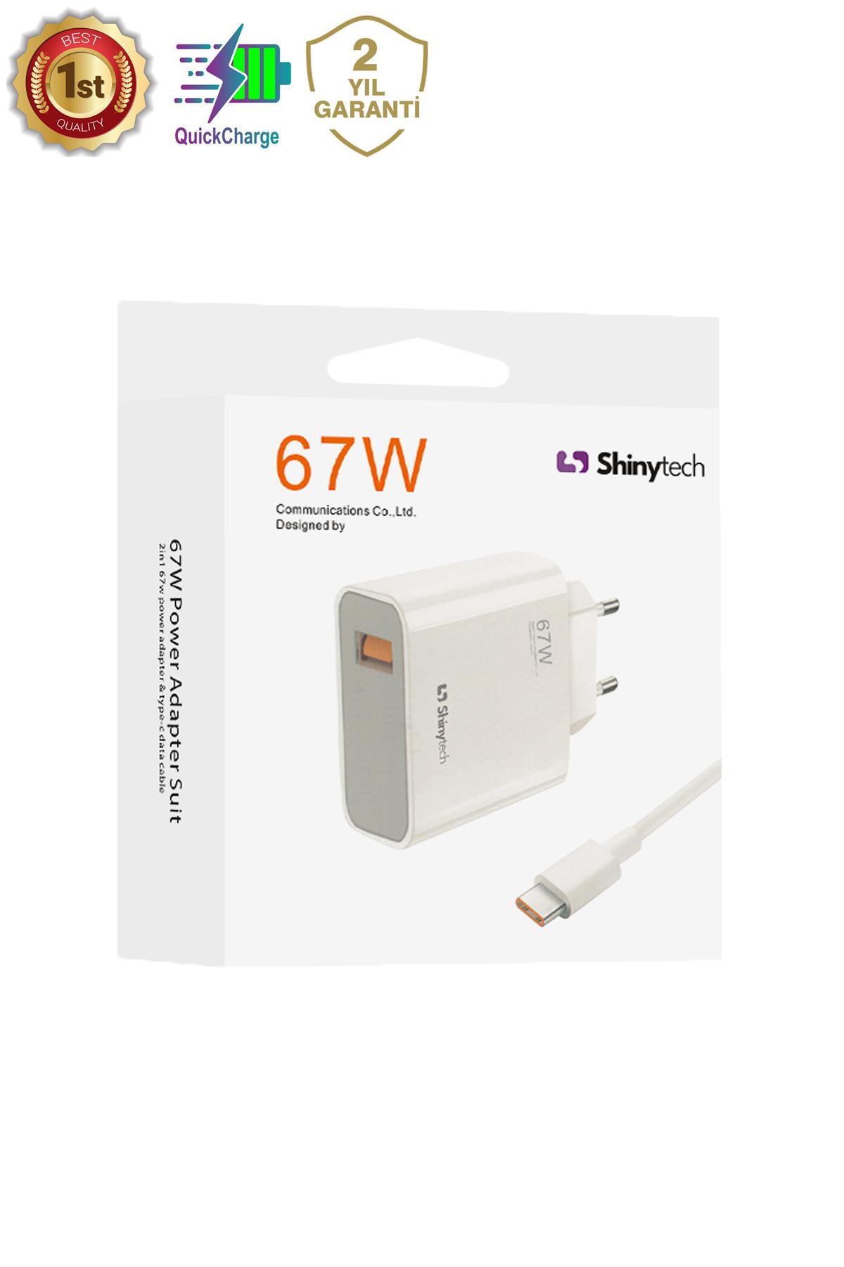 67Watt Hızlı Şarj Aleti Type-C Kablo ve Adaptör Şarj Seti Beyaz