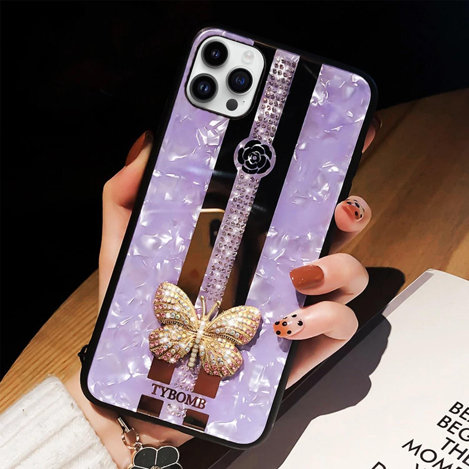 Apple iPhone Uyumlu 3d Kelebek Objeli Telefon Kılıfı Mor