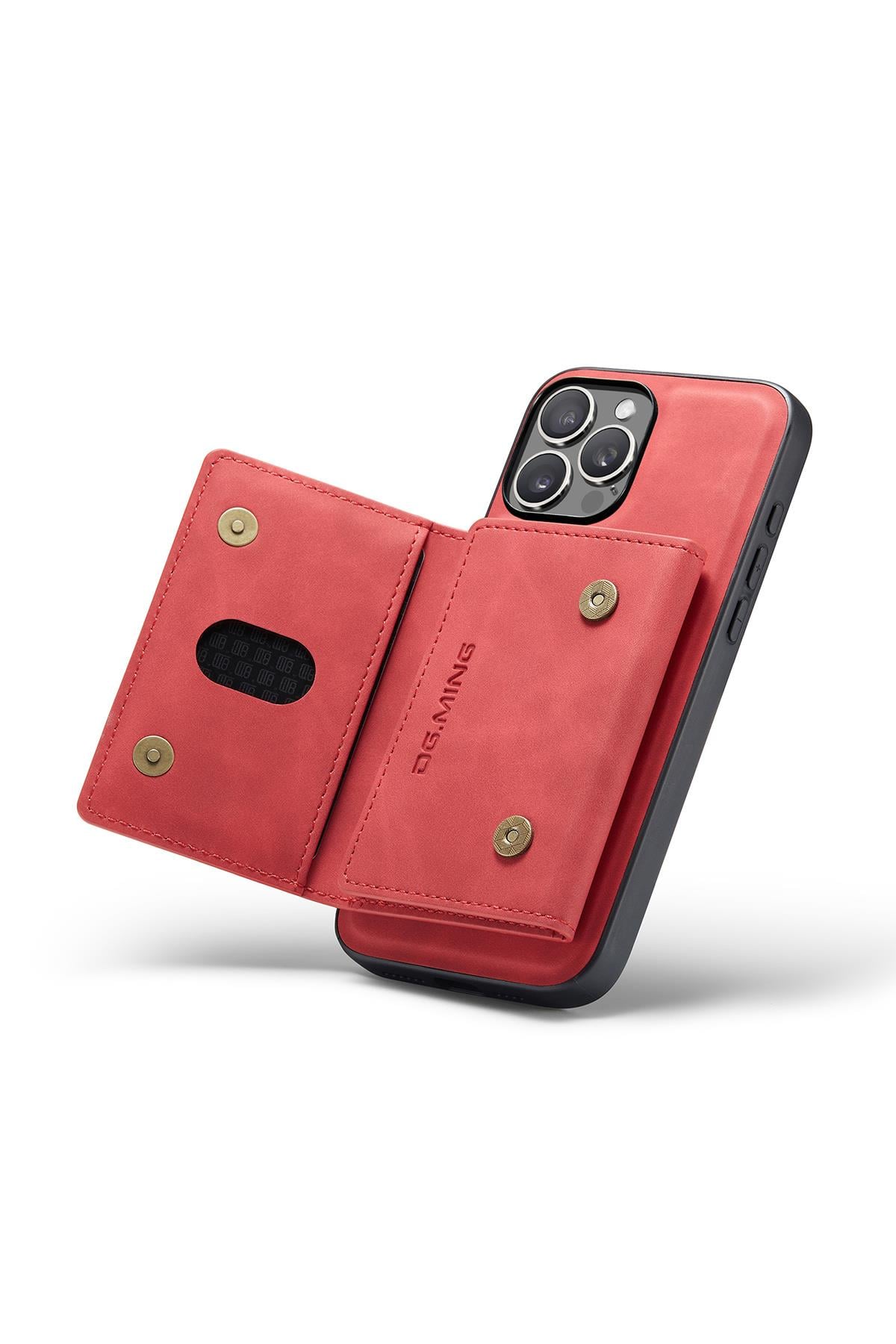 Apple iPhone Uyumlu Ayrılabilen Cüzdanlı Deri Telefon Kılıfı Kırmızı
