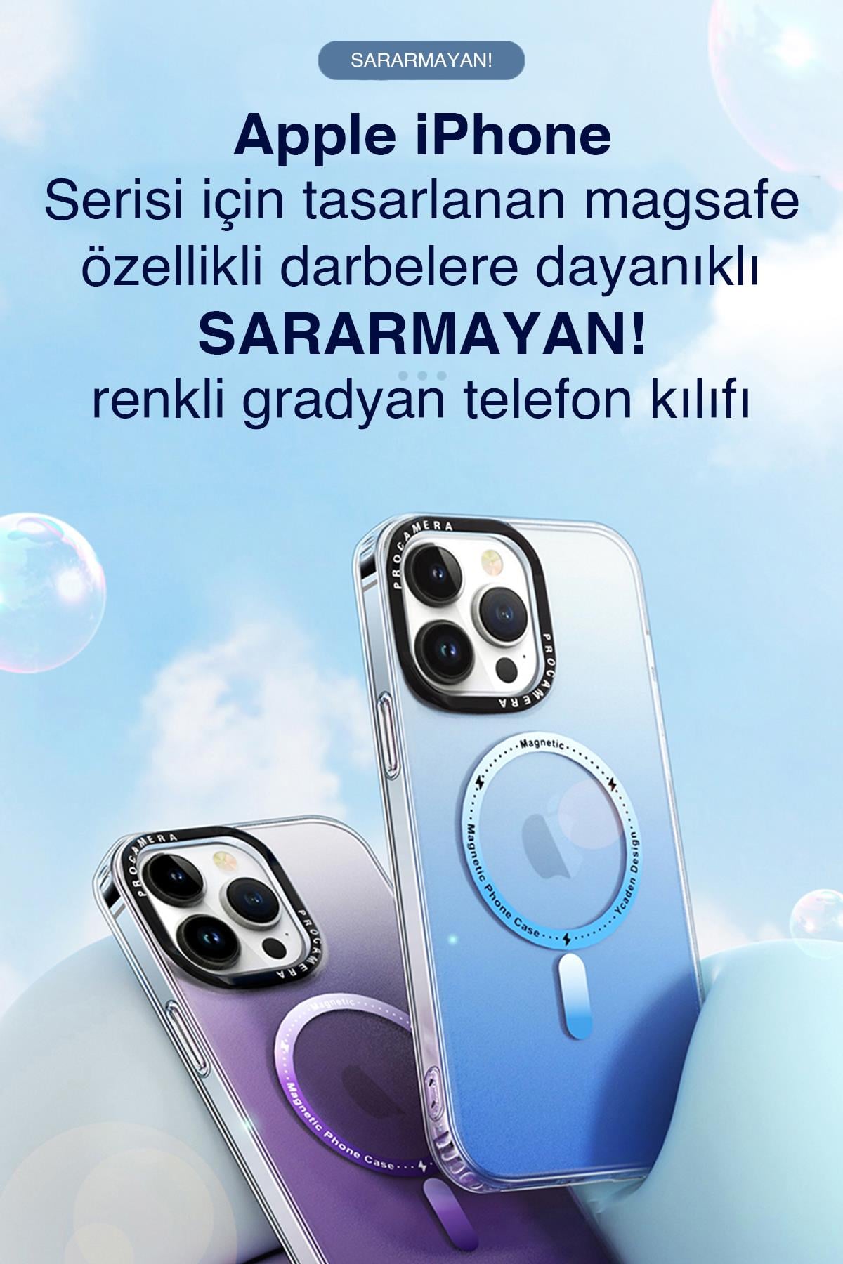 Apple iPhone Uyumlu Gradyan Renkli Magsafe Kılıf Turuncu