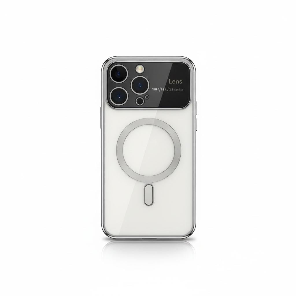 Apple iPhone Uyumlu Lens Korumalı Premium Magsafe Kılıf Gümüş