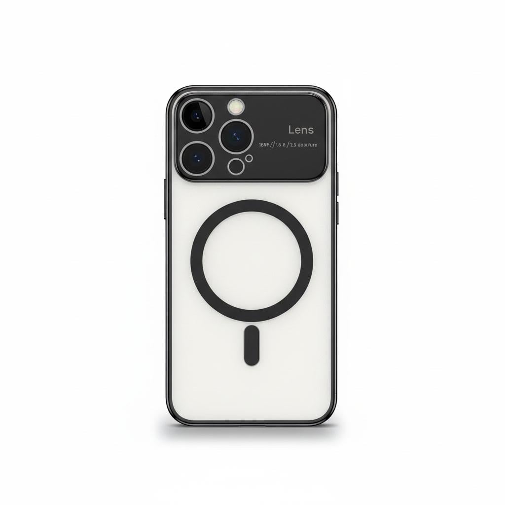 Apple iPhone Uyumlu Lens Korumalı Premium Magsafe Kılıf Siyah