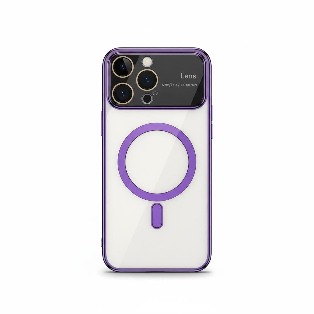 Apple iPhone Uyumlu Lens Korumalı Premium Magsafe Kılıf Mor