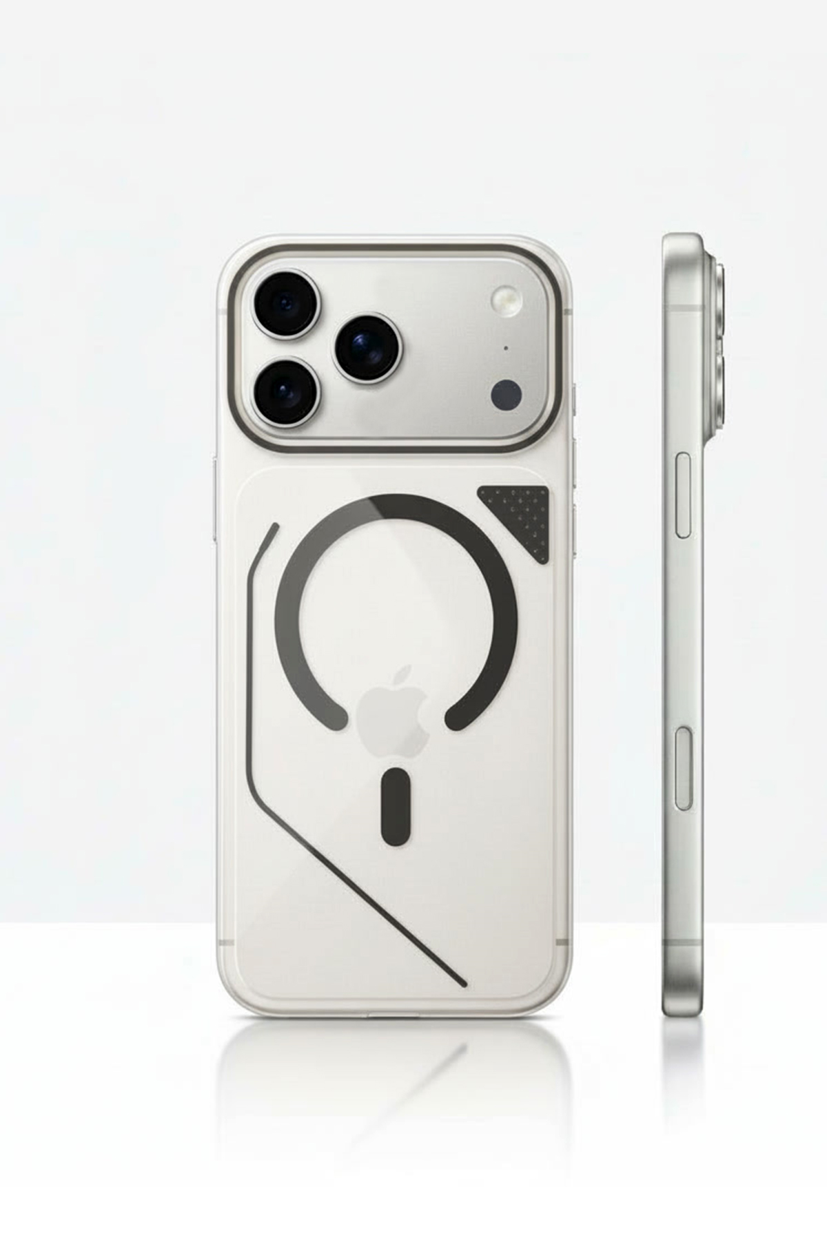 Apple iPhone Uyumlu Line MagSafe Şeffaf Kılıf Siyah