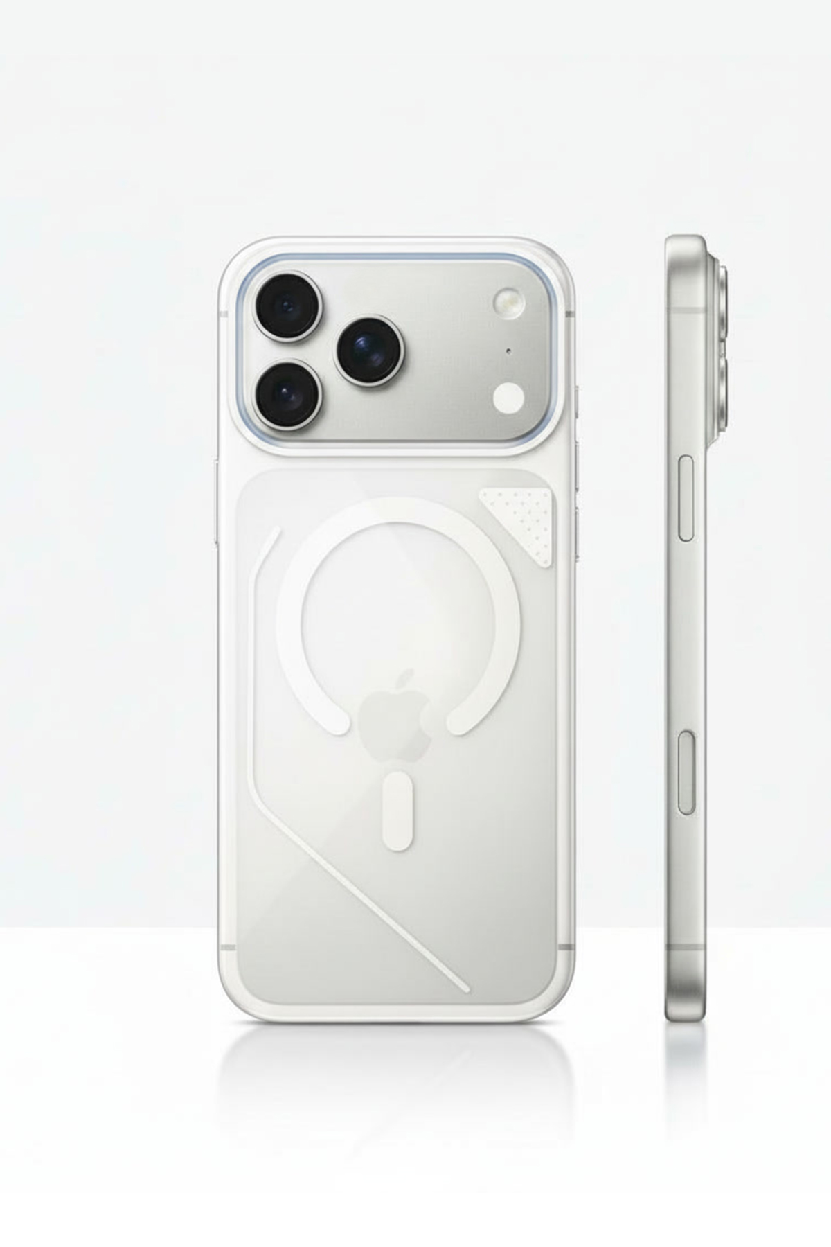 Apple iPhone Uyumlu Line MagSafe Şeffaf Kılıf Beyaz