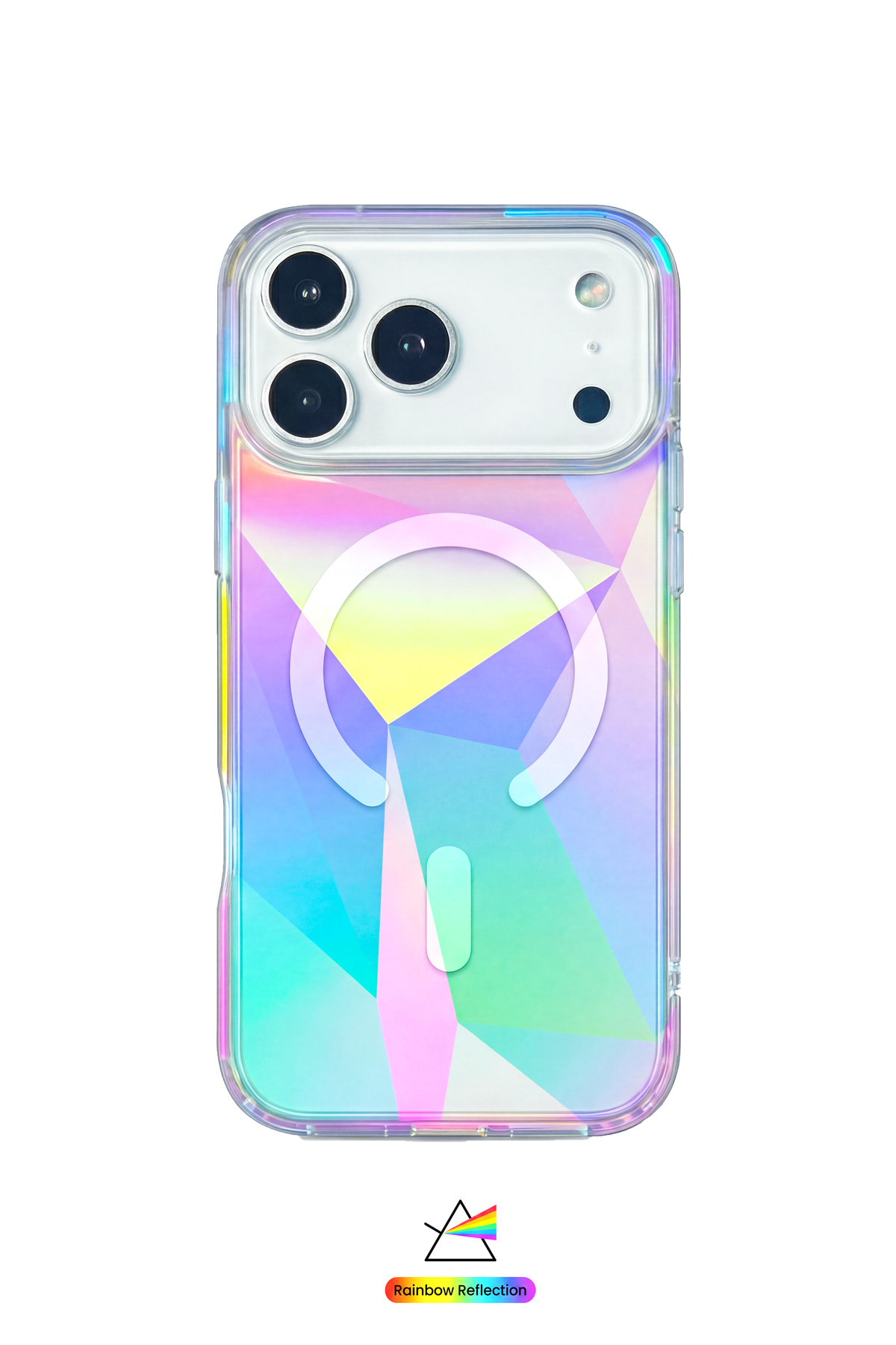 Apple iPhone Uyumlu PrismEdge MagSafe Şeffaf Kılıf – Lazer Optik Rainbow Yansımalı Şeffaf