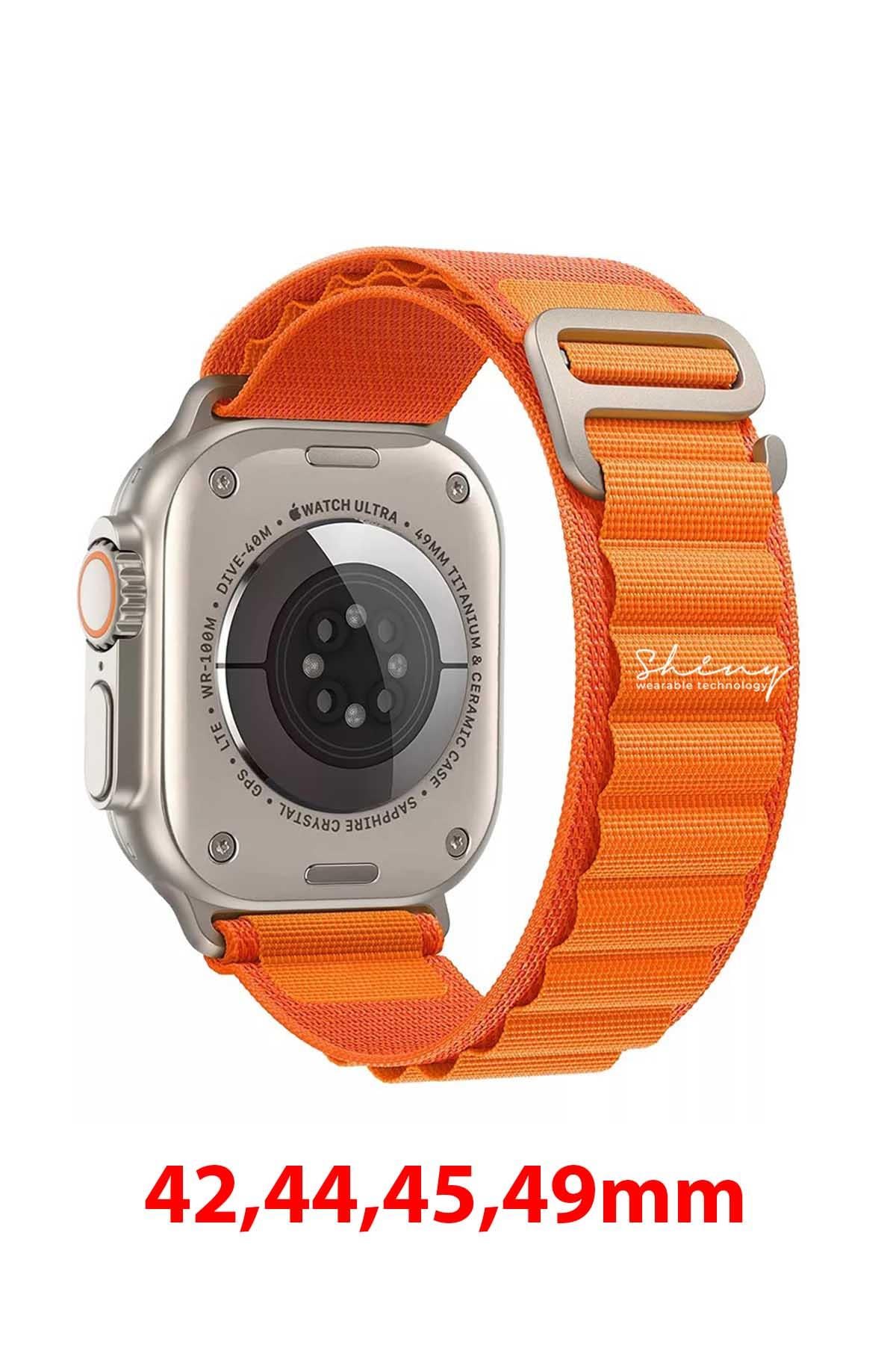 Apple Watch Uyumlu Alpine Loop Kordon Turuncu