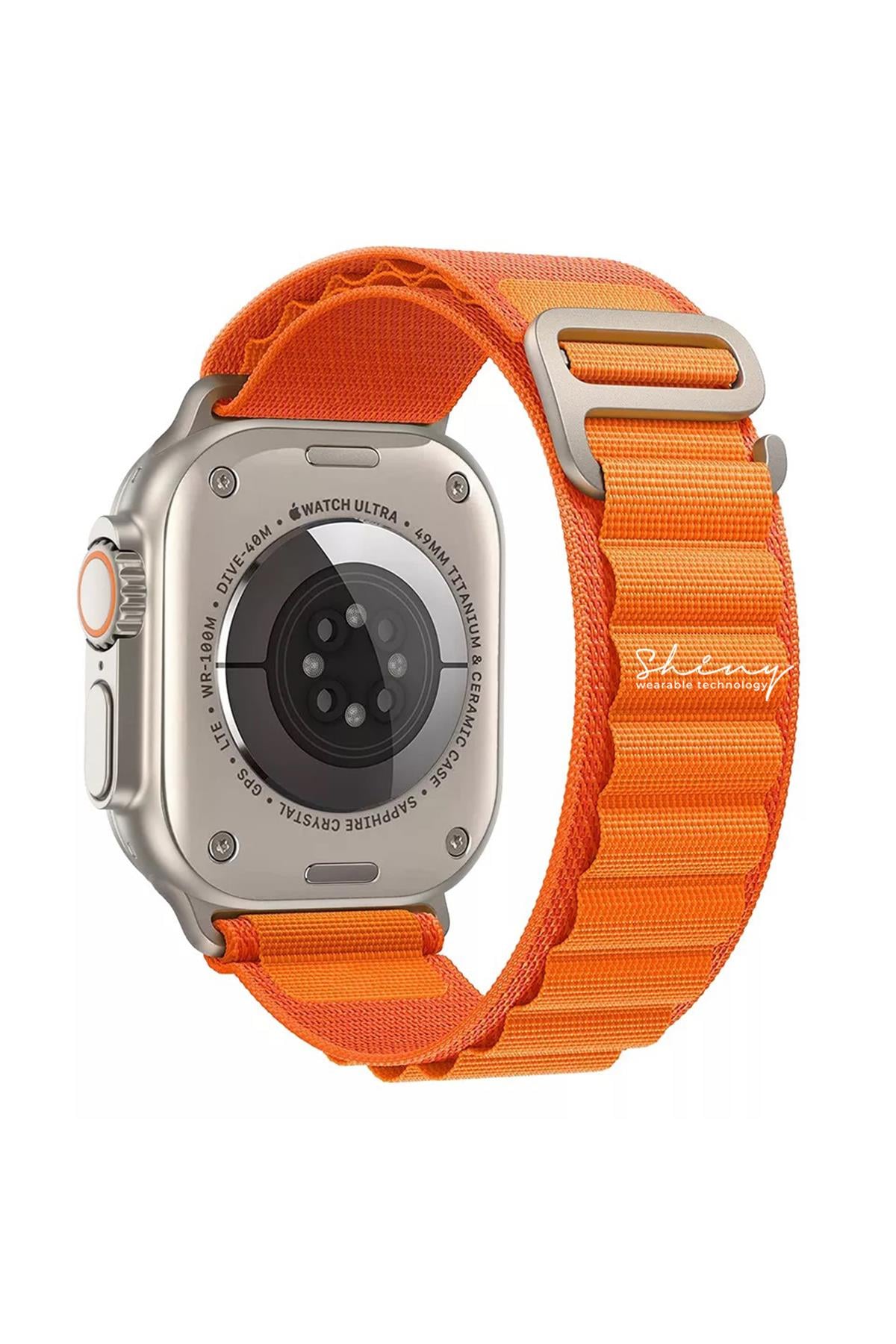 Apple Watch Uyumlu Alpine Loop Kordon Turuncu