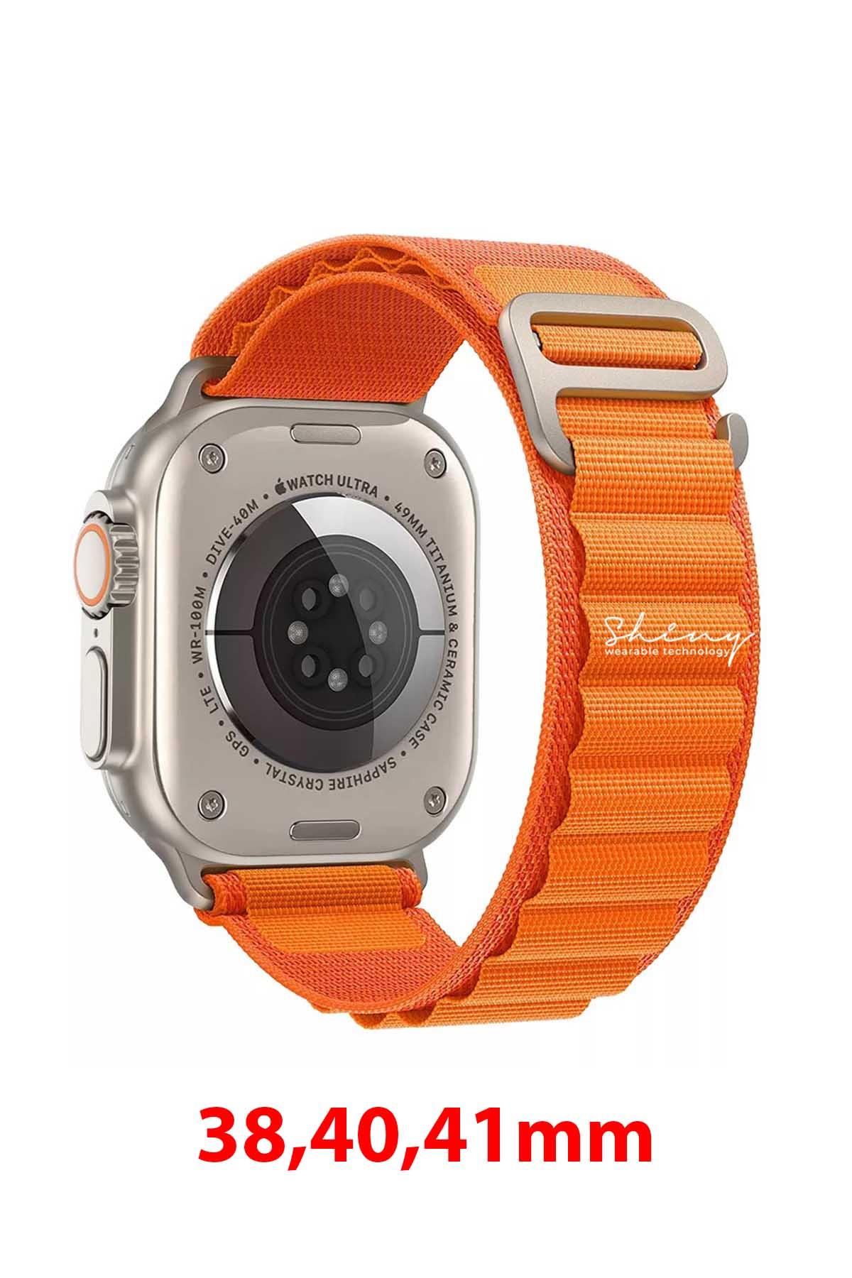 Apple Watch Uyumlu Alpine Loop Kordon Turuncu