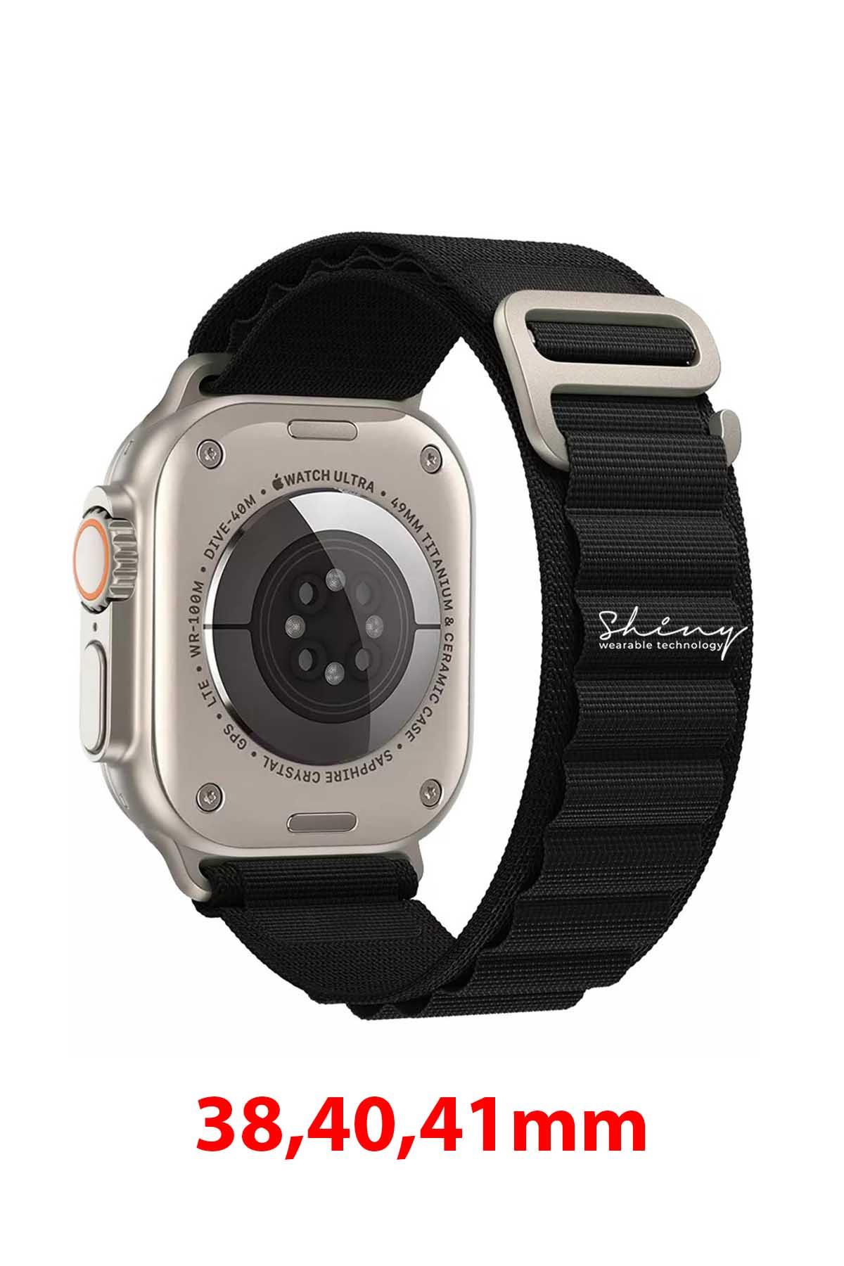 Apple Watch Uyumlu Alpine Loop Kordon Siyah