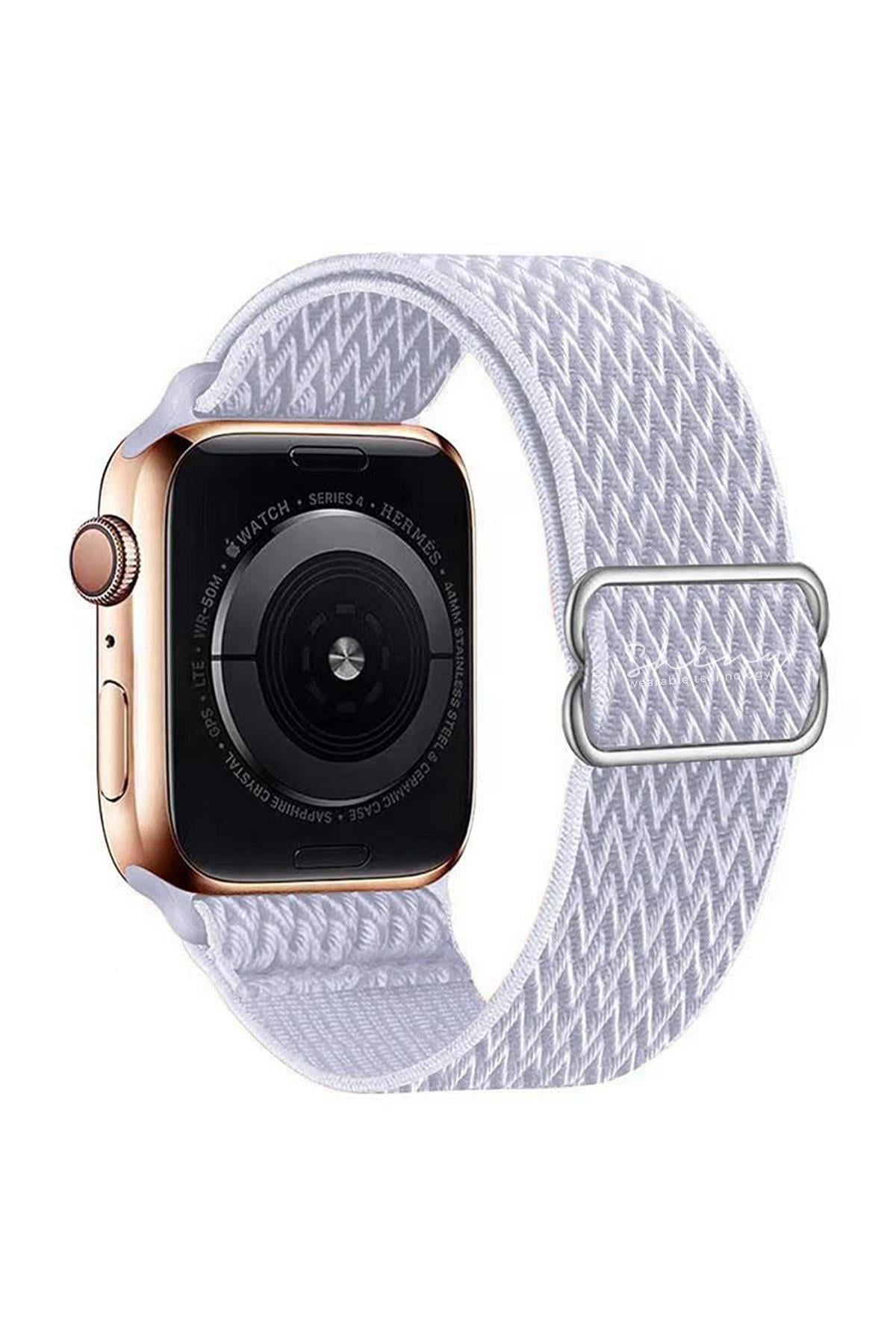 Apple Watch Uyumlu Ayarlanabilir W Örgü Loop Kordon Beyaz