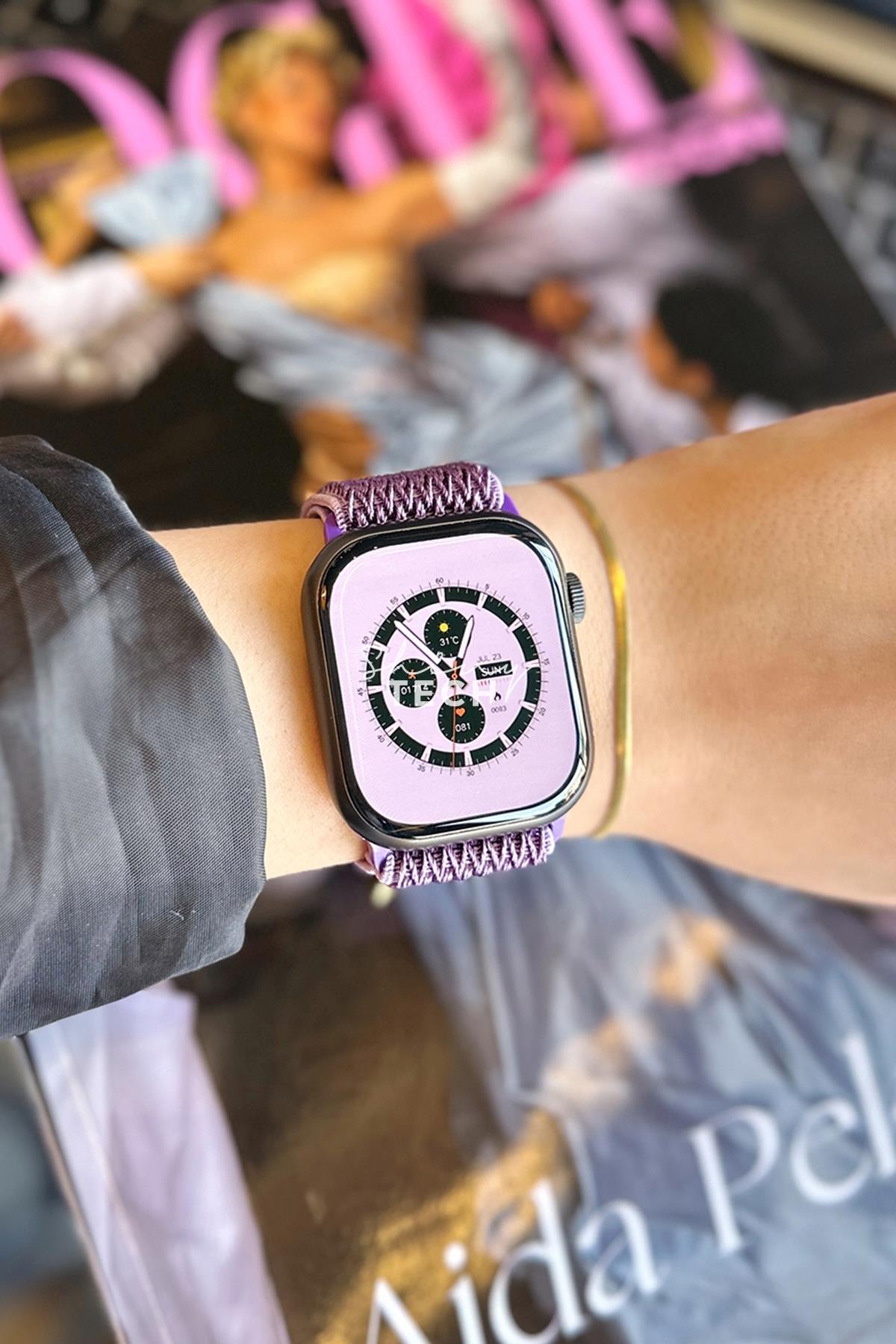 Apple Watch Uyumlu Ayarlanabilir W Örgü Loop Kordon Lavanta