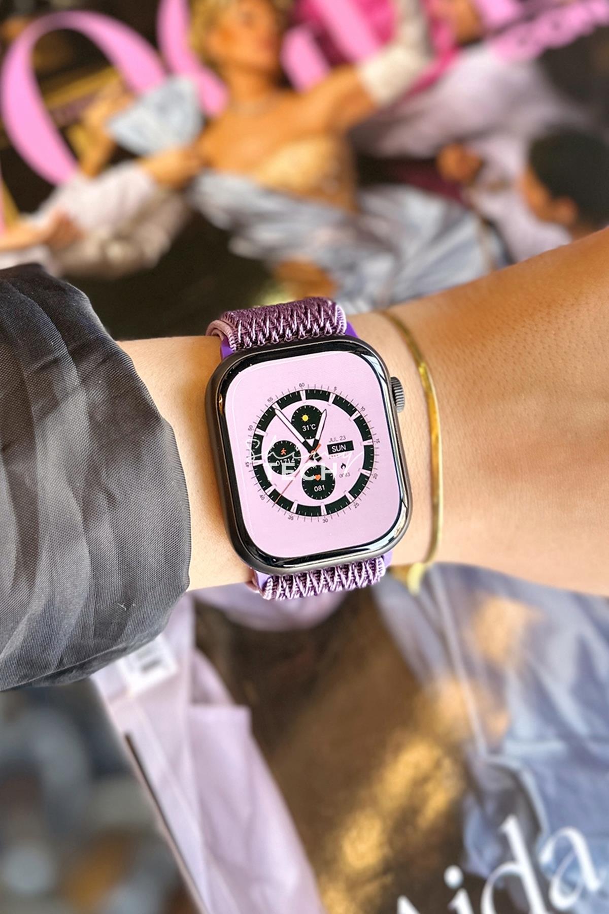 Apple Watch Uyumlu Ayarlanabilir W Örgü Loop Kordon Lavanta