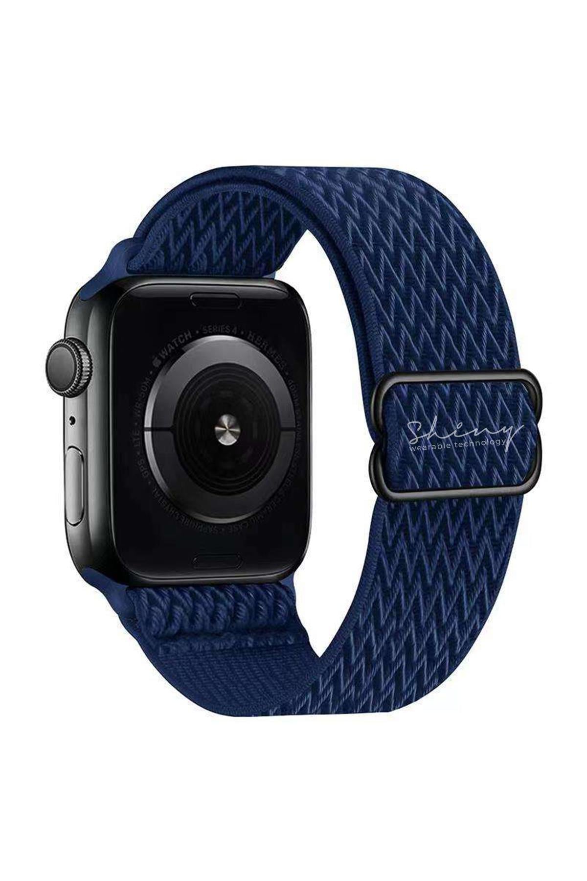 Apple Watch Uyumlu Ayarlanabilir W Örgü Loop Kordon Lacivert