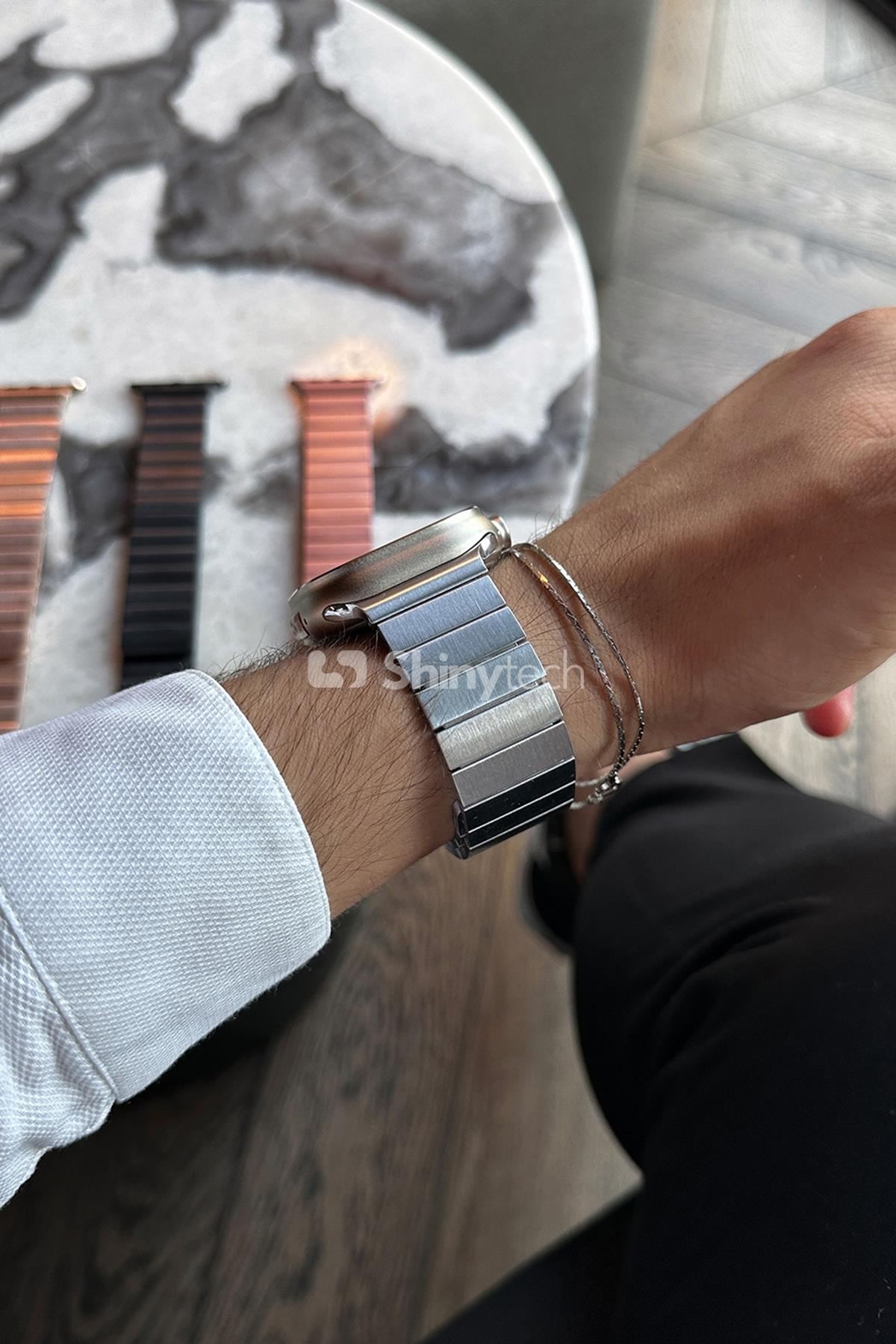 Apple Watch Uyumlu Baklalı Çelik Kordon Gümüş
