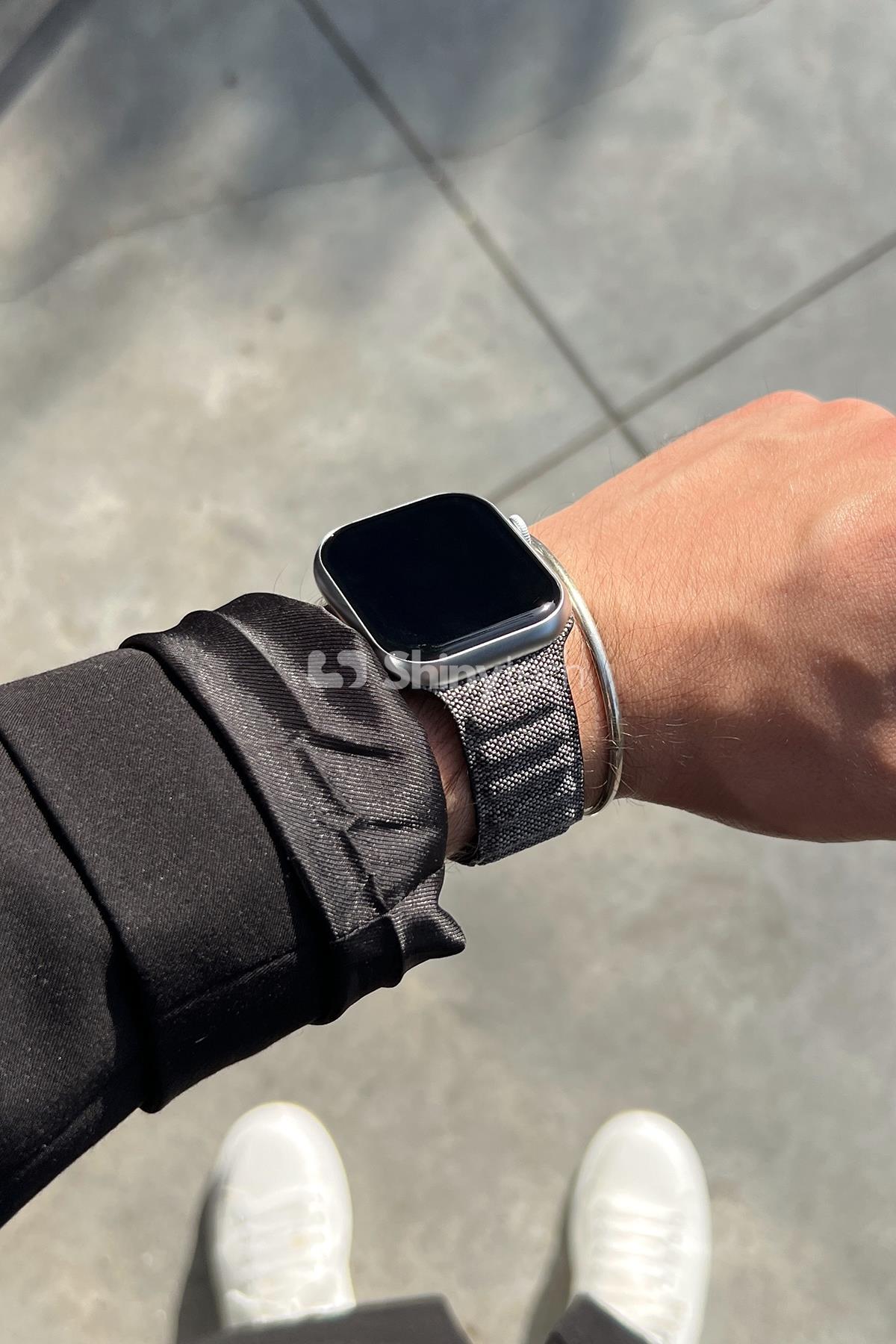 Apple Watch Uyumlu Baklalı Denim Loop Kordon Siyah