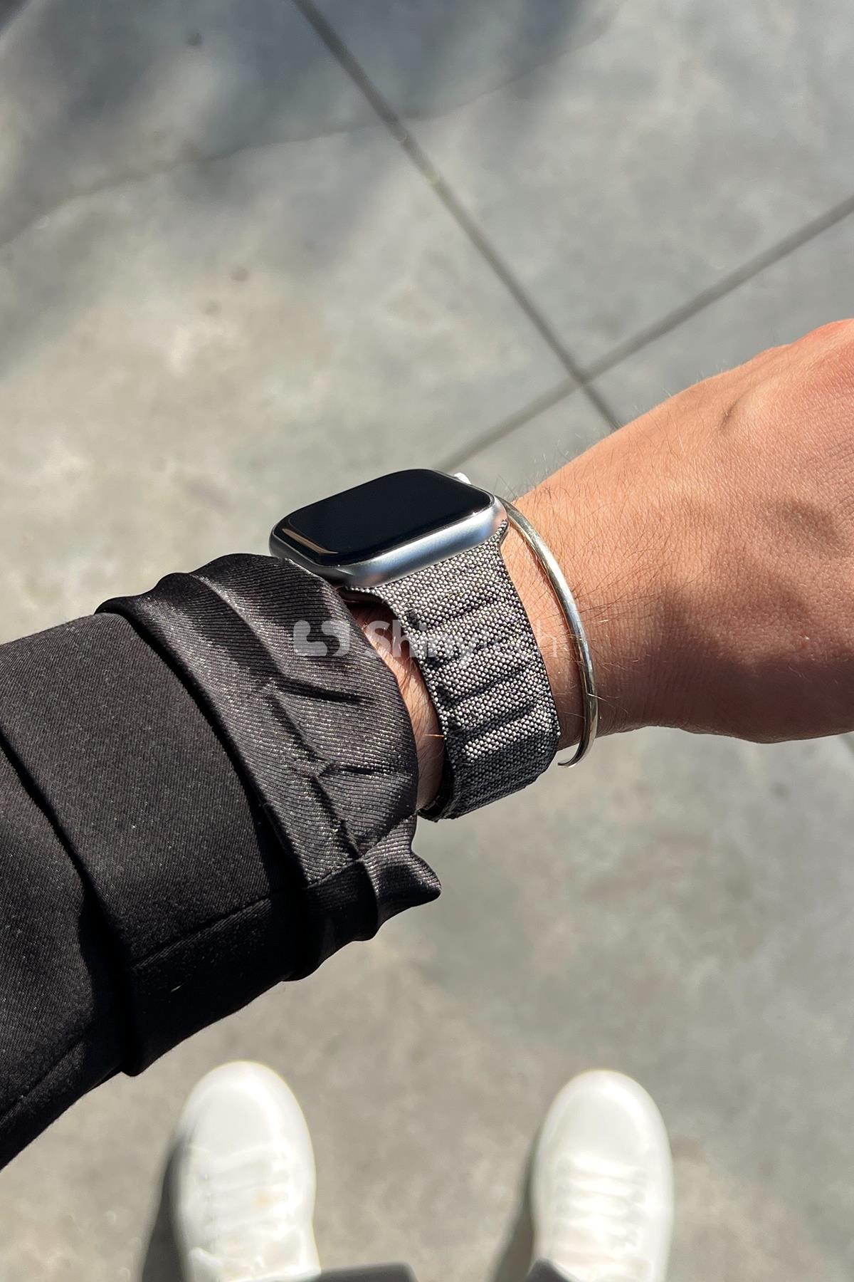 Apple Watch Uyumlu Baklalı Denim Loop Kordon Siyah
