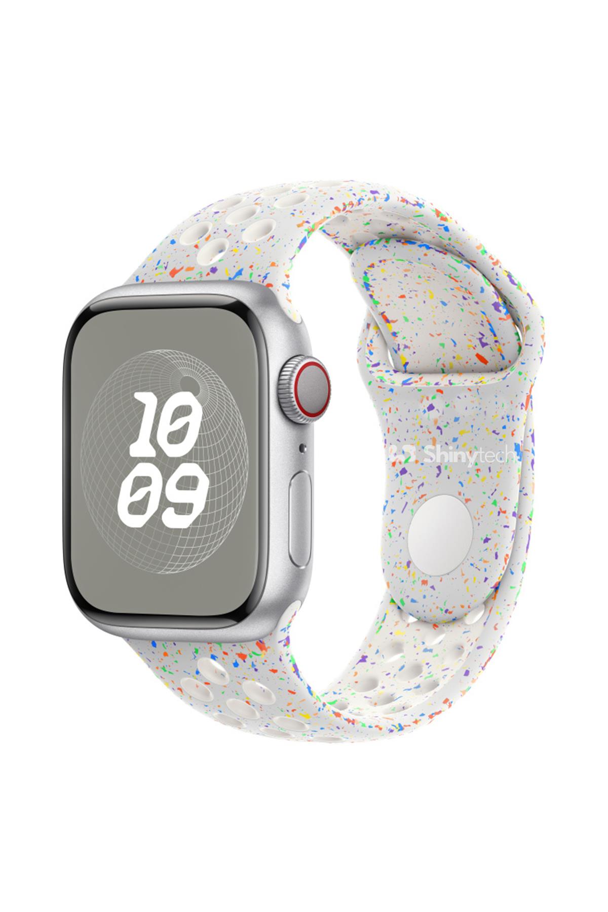 Apple Watch Uyumlu Delikli Spor Loop Kordon Beyaz
