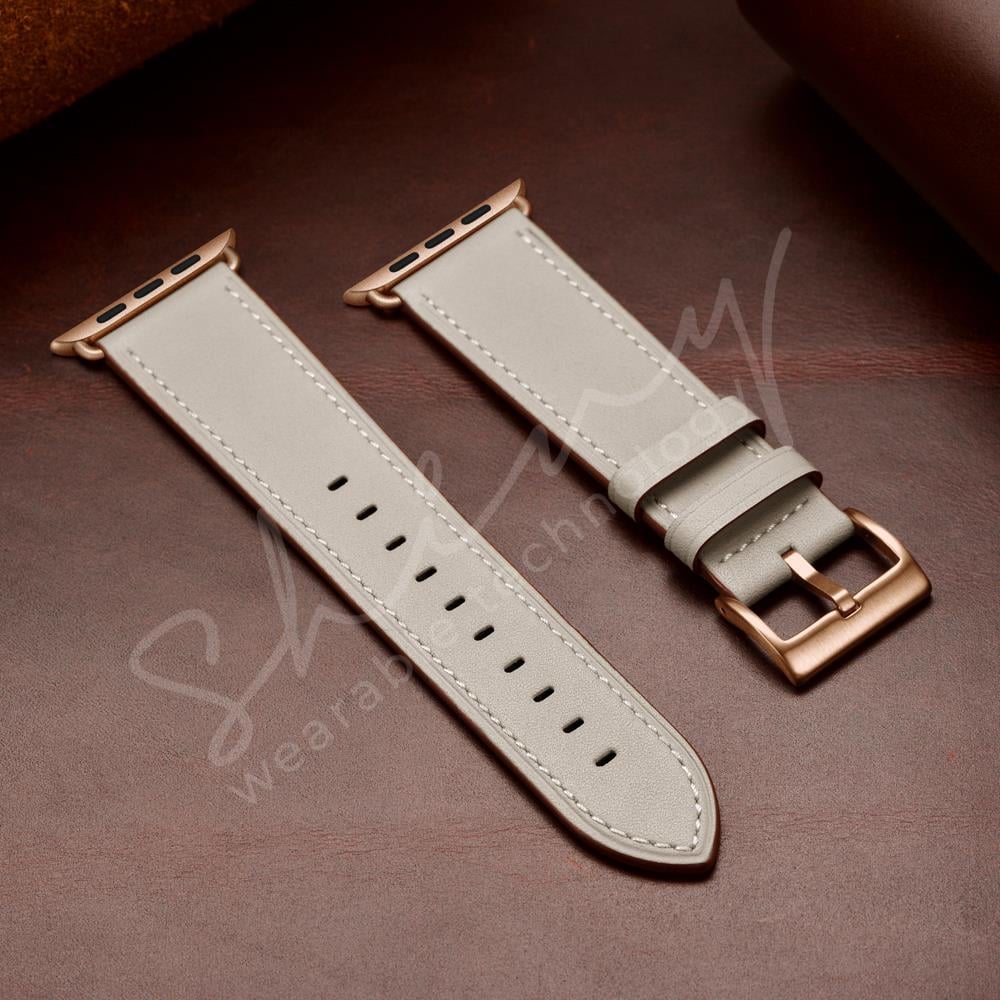 Apple Watch Uyumlu Hakiki Deri Kordon Krem