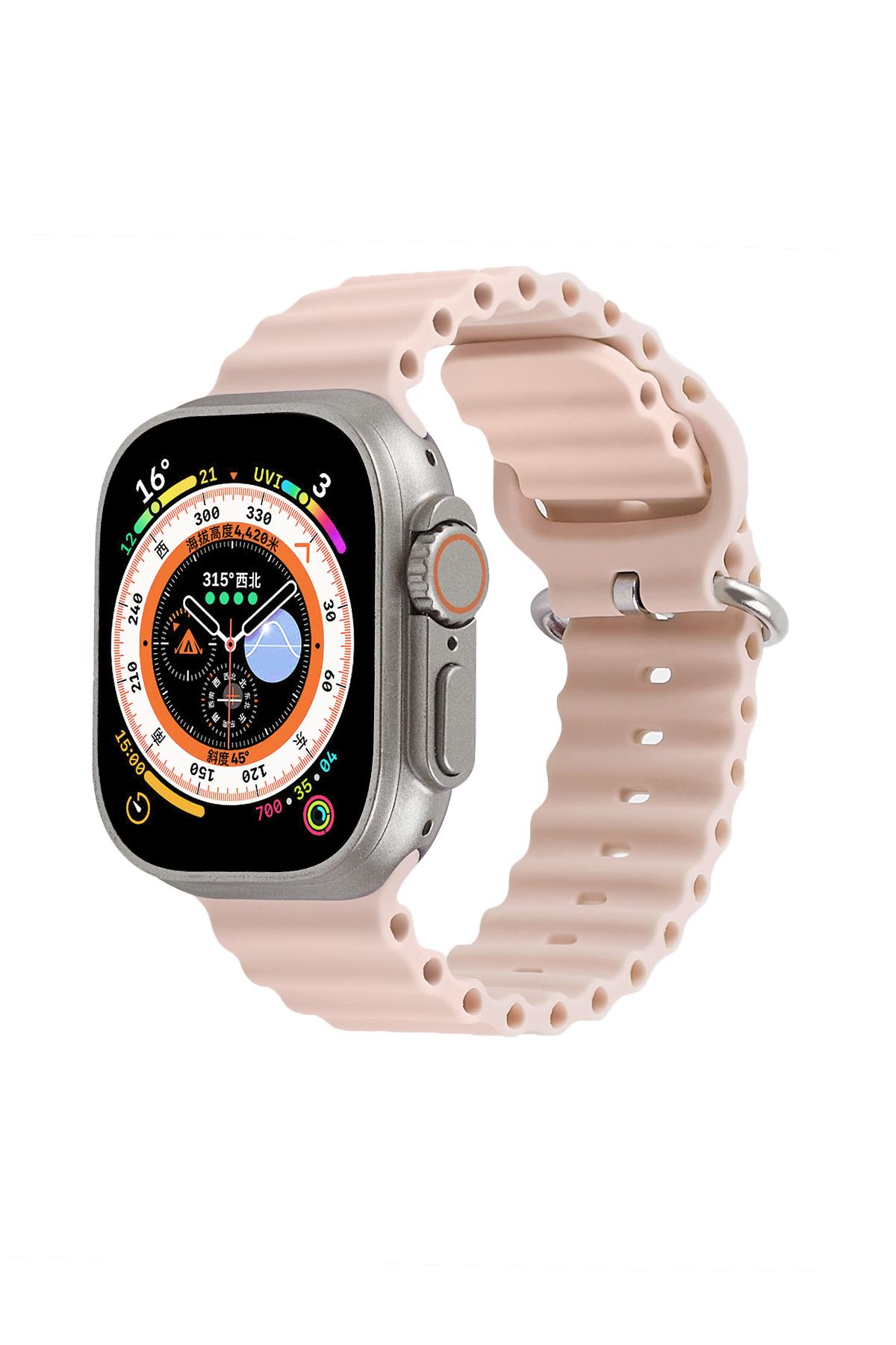 Apple Watch Uyumlu Kalın Ocean Loop Kordon Toz Pembe - ShinyTECH