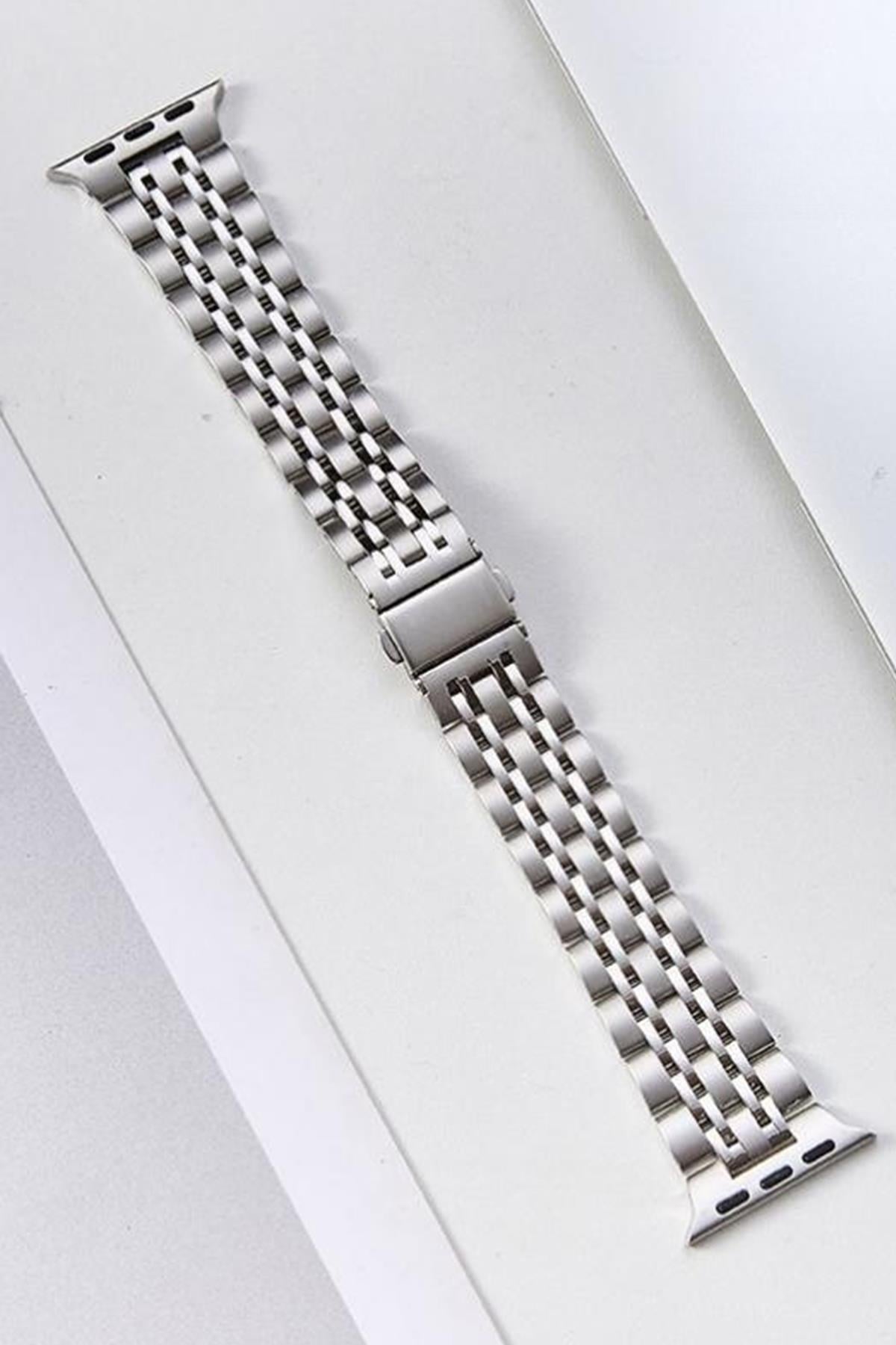 Apple Watch Uyumlu Klasik Jubile Çelik Kordon Gümüş