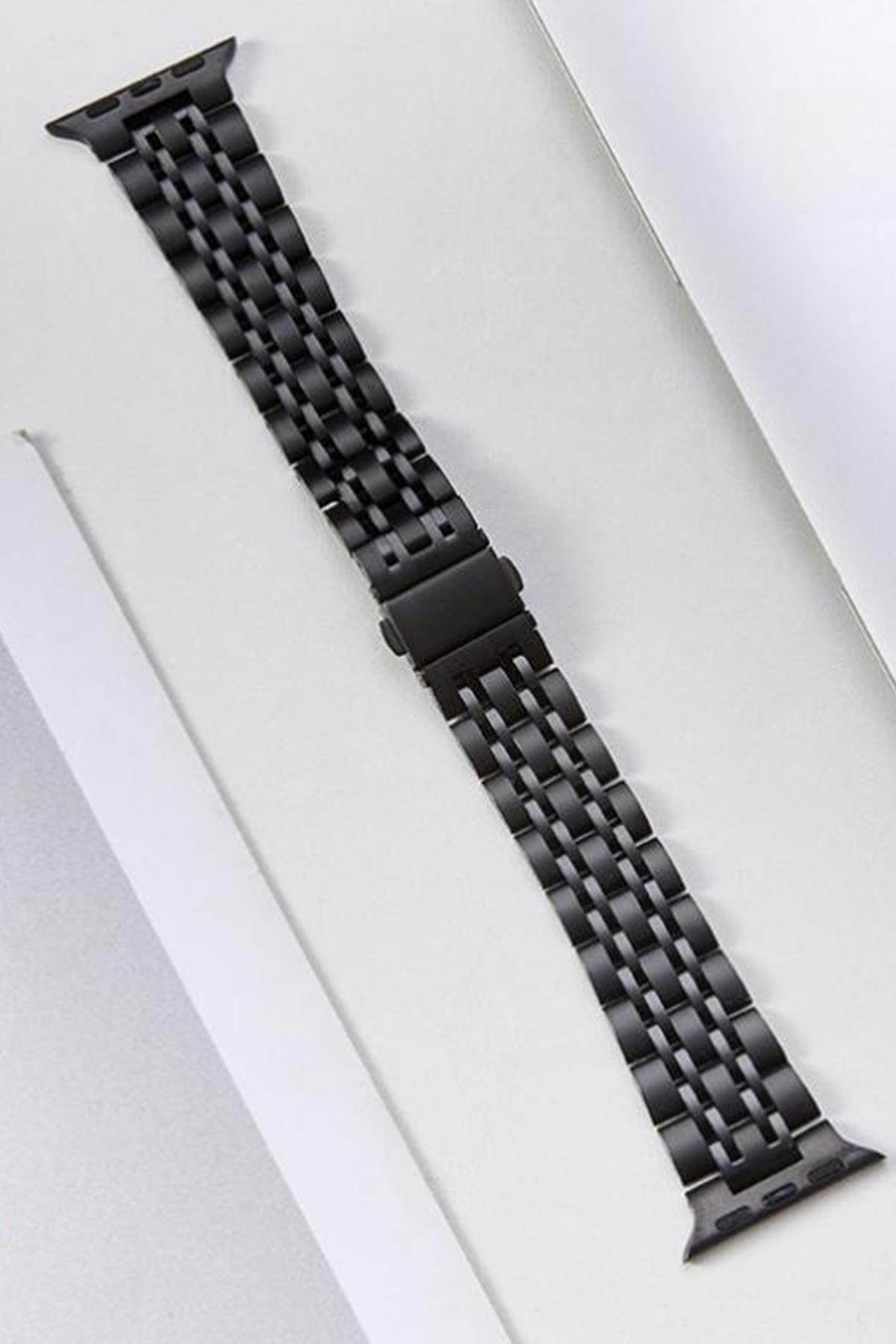 Apple Watch Uyumlu Klasik Jubile Çelik Kordon Siyah