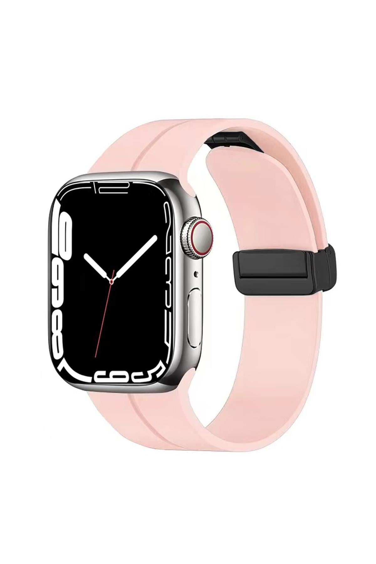 Apple Watch Uyumlu Manyetik Klipsli Silikon Kordon Kum Pembesi