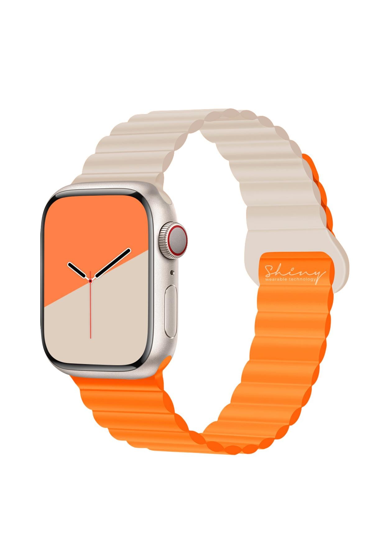 Apple Watch Uyumlu Manyetik Silikon Loop Kordon N Turuncu/Yıldız Işığı - ShinyTECH