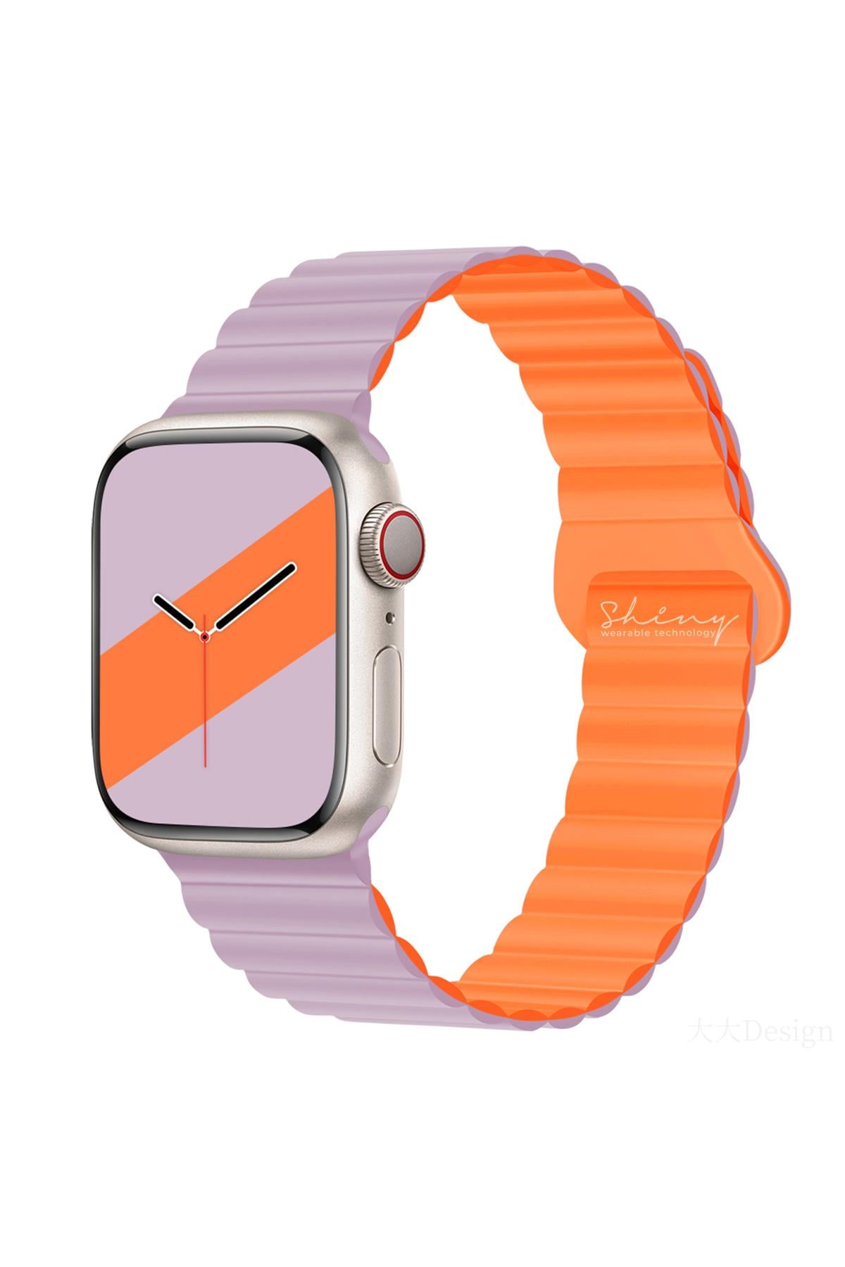 Apple Watch Uyumlu Manyetik Silikon Loop Kordon Lavanta/Turuncu - ShinyTECH