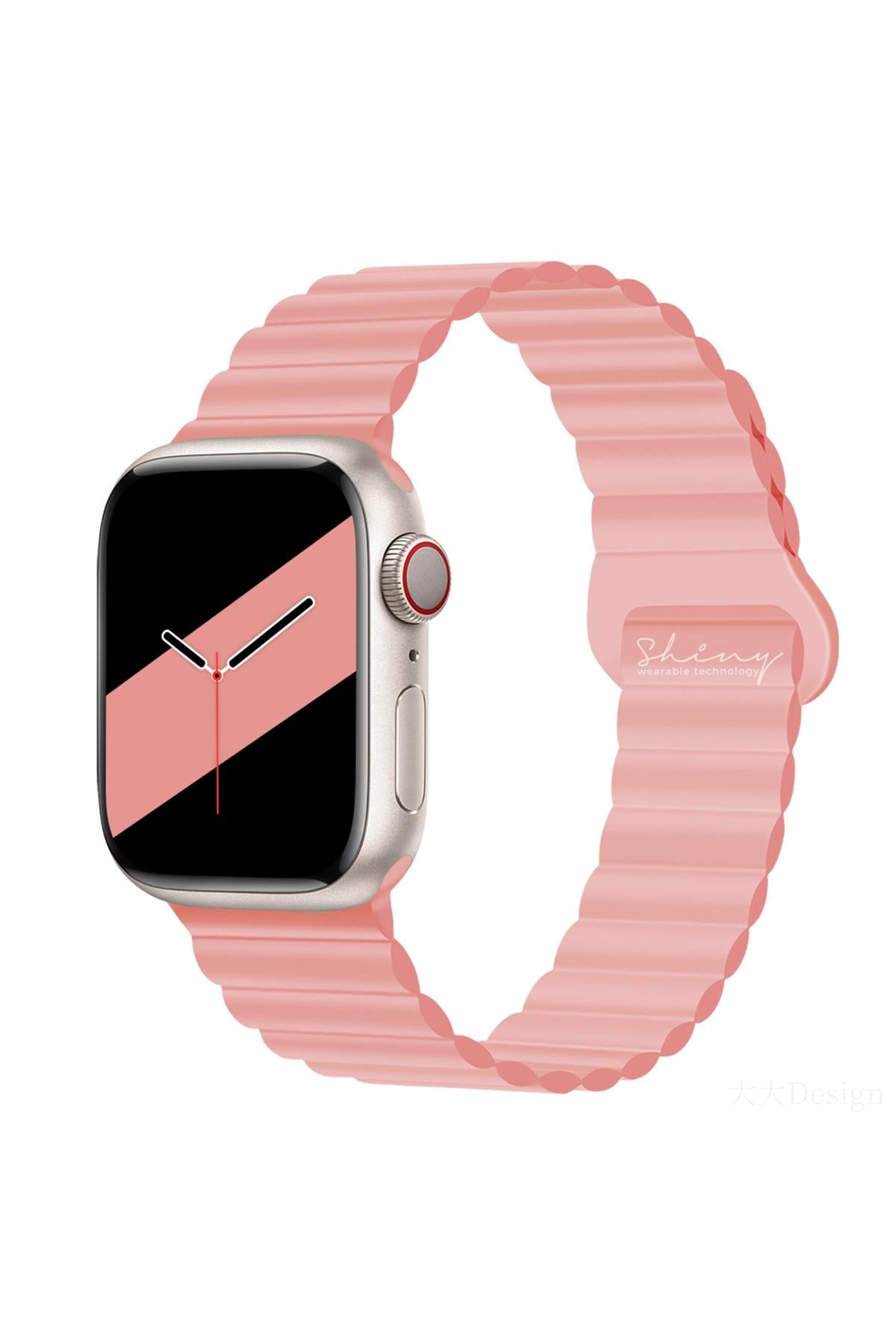 Apple Watch Uyumlu Manyetik Silikon Loop Kordon Pembe - ShinyTECH