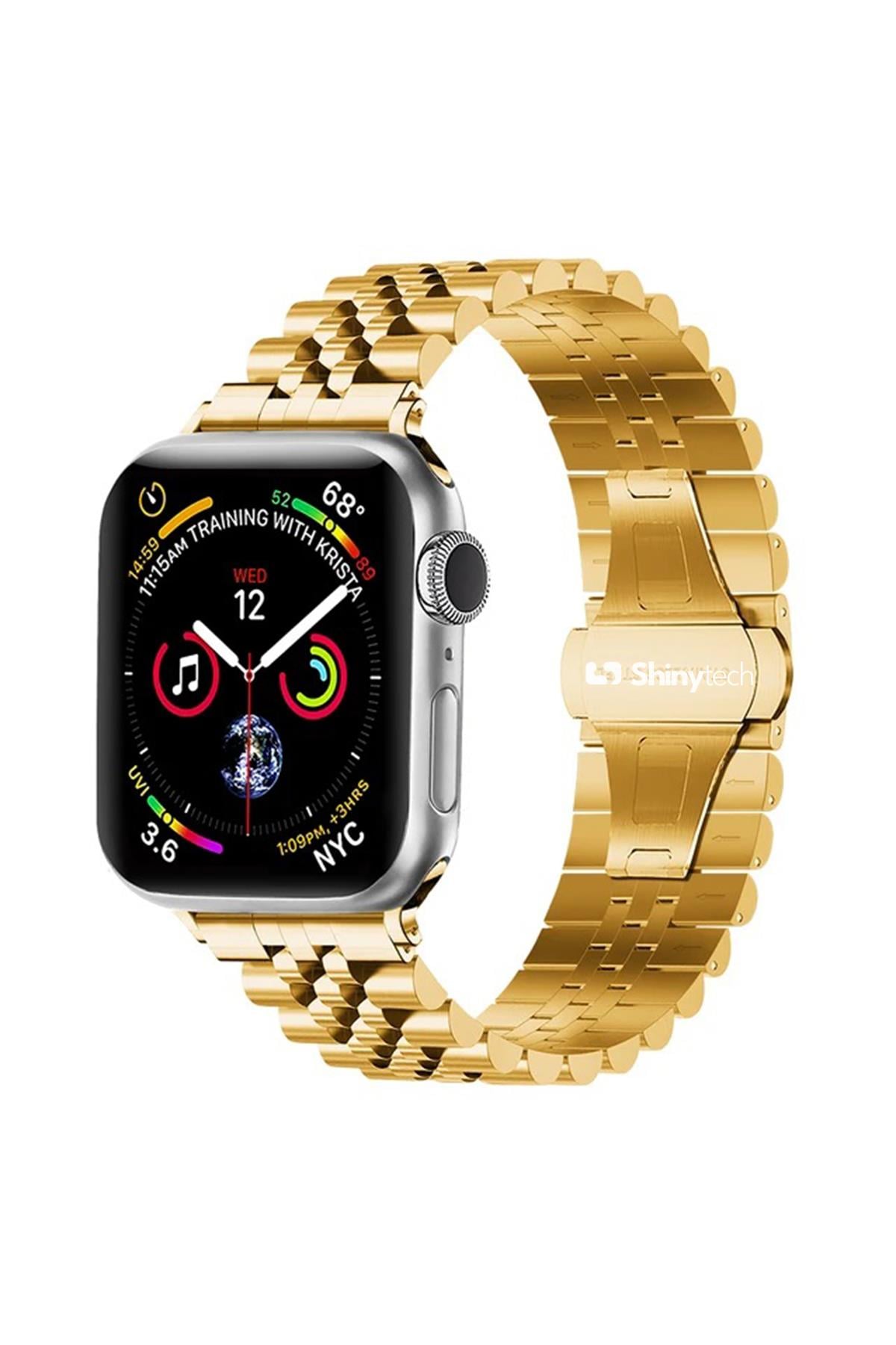 Apple Watch Uyumlu Modern Jubile Çelik Kordon Gold